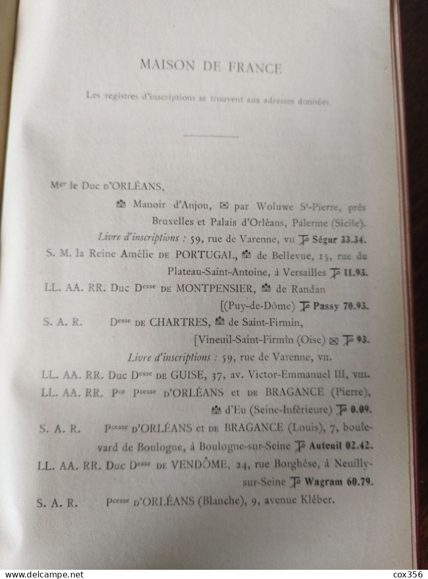 Livre Annuaire MONDAIN BOTTIN La Société Et Le HIGH LIFE 1923 ADRESSE A PARIS - Mode