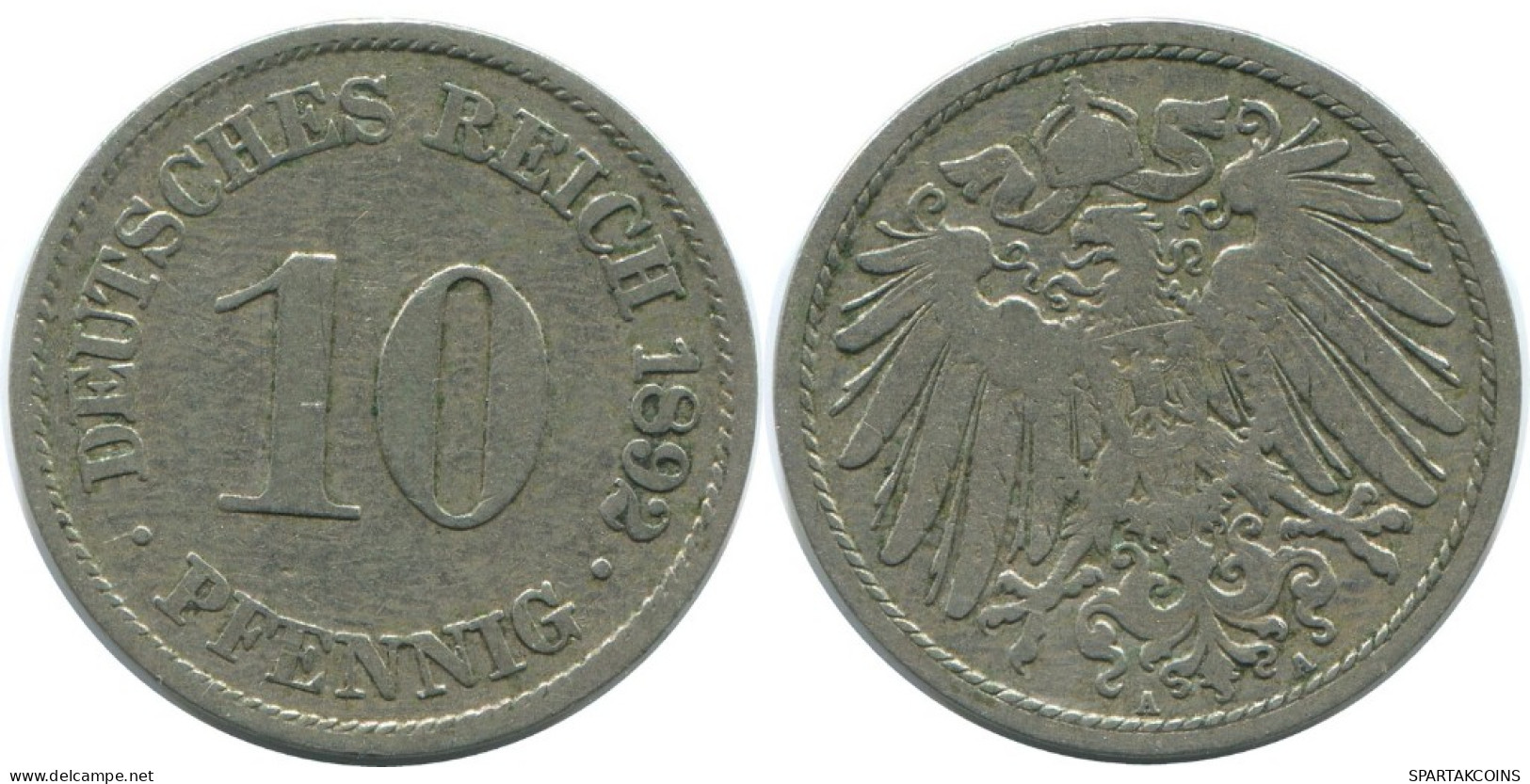 10 PFENNIG 1892 A GERMANY Coin #AE478.U.A - 10 Pfennig