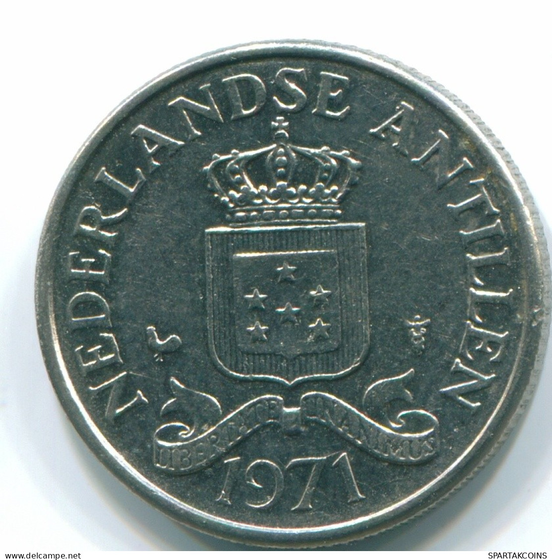 25 CENTS 1971 ANTILLAS NEERLANDESAS Nickel Colonial Moneda #S11590.E.A - Antille Olandesi