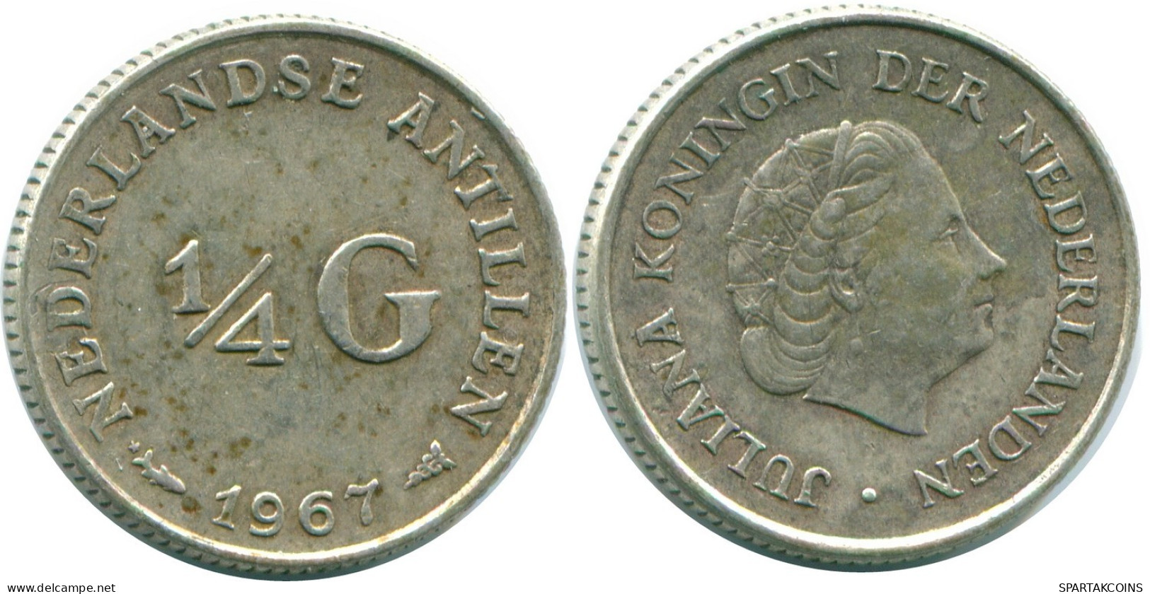 1/4 GULDEN 1967 NIEDERLÄNDISCHE ANTILLEN SILBER Koloniale Münze #NL11602.4.D.A - Antille Olandesi