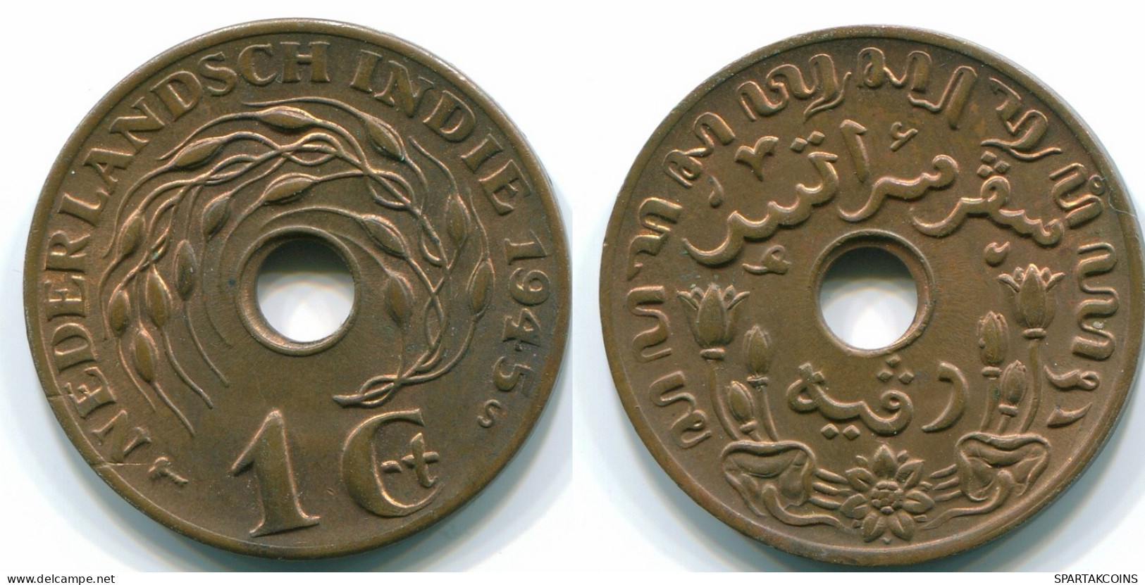 1 CENT 1945 S NETHERLANDS EAST INDIES INDONESIA Bronze Colonial Coin #S10442.U.A - Niederländisch-Indien
