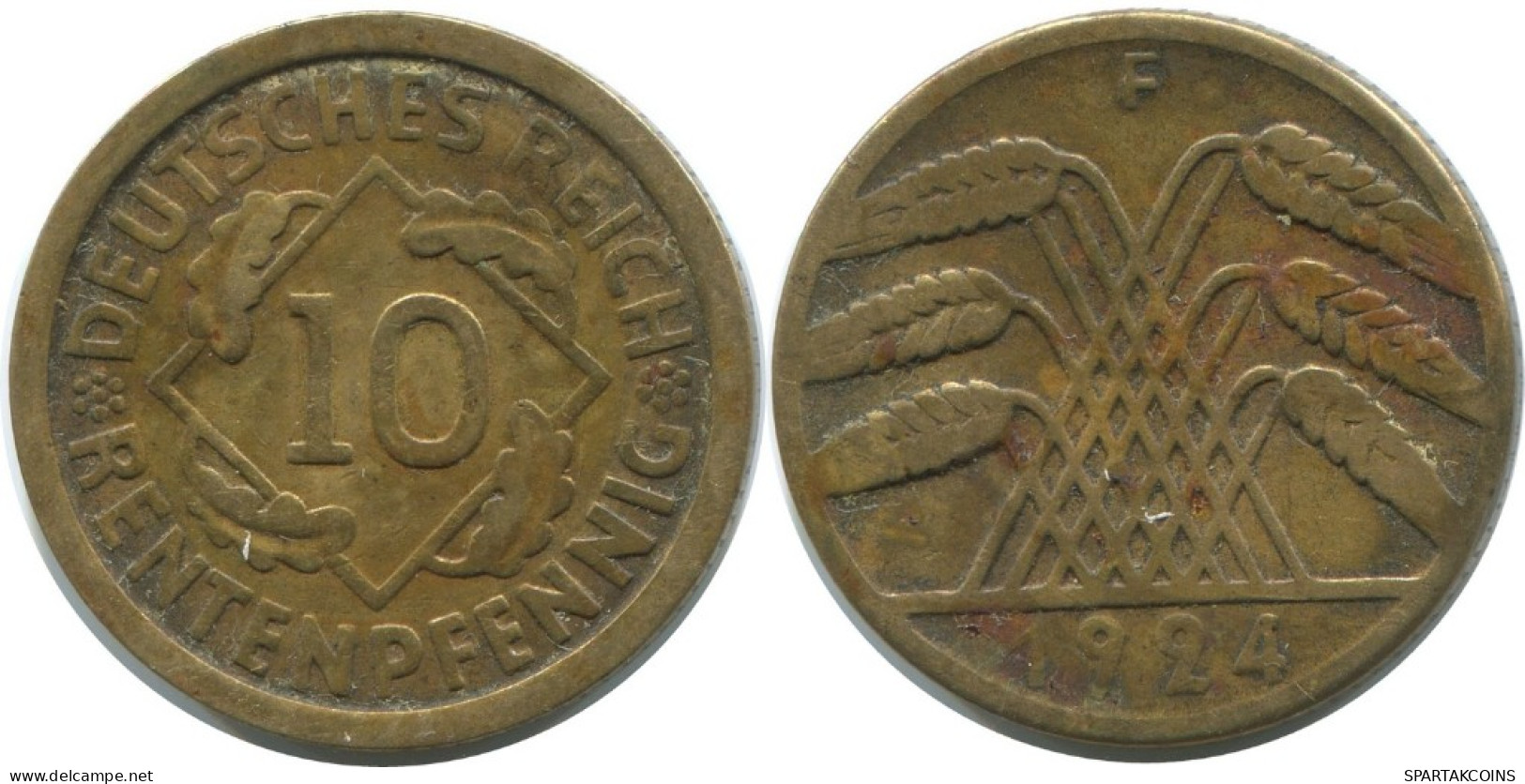 10 RENTENPFENNIG 1924 F ALLEMAGNE Pièce GERMANY #AE362.F.A - 10 Renten- & 10 Reichspfennig