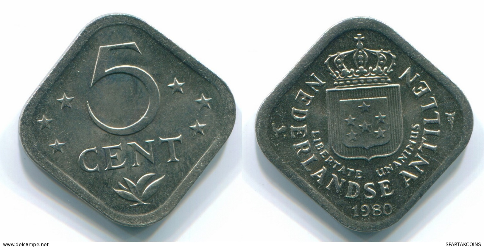 5 CENTS 1980 ANTILLAS NEERLANDESAS Nickel Colonial Moneda #S12309.E.A - Antille Olandesi