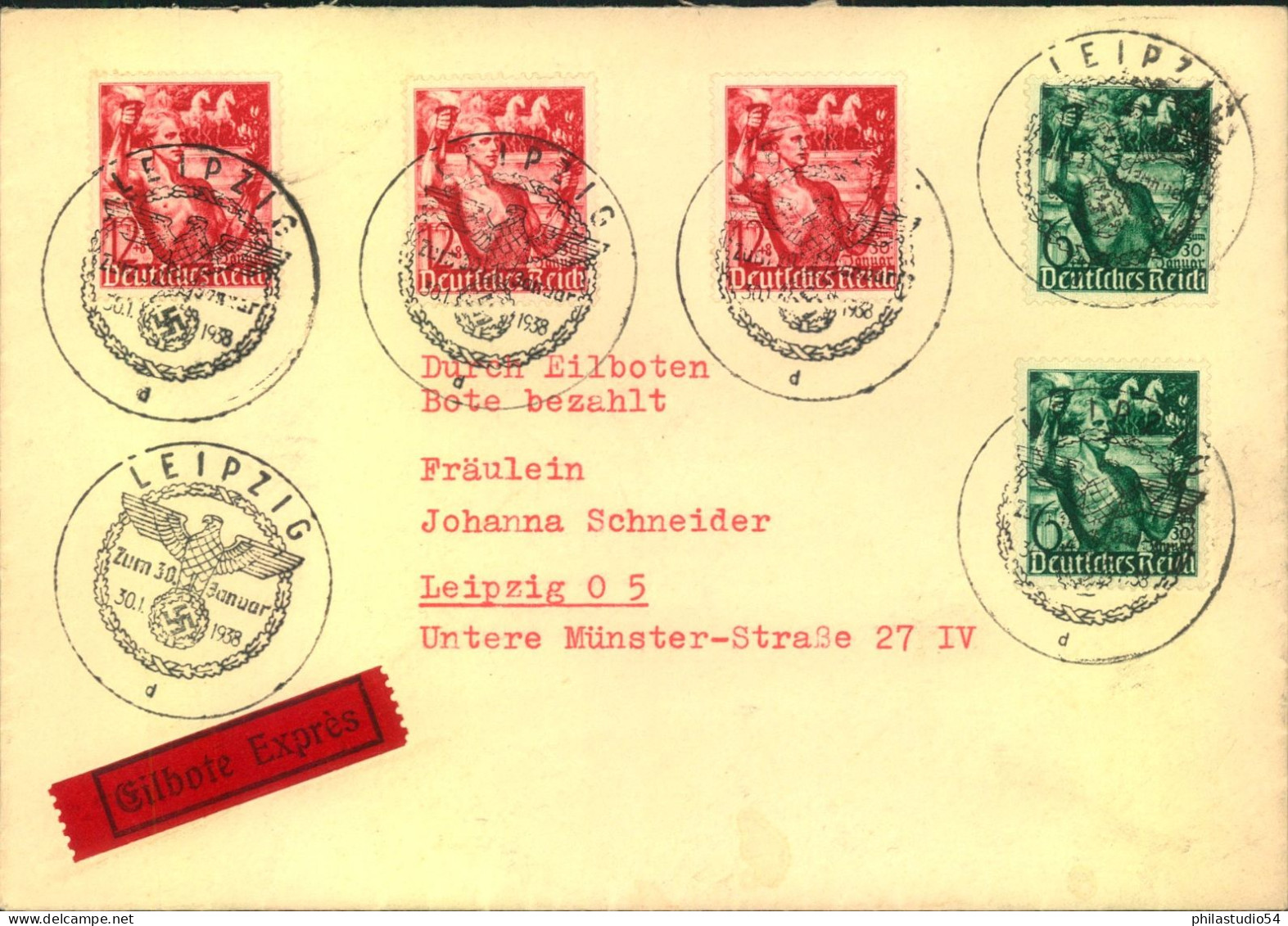 1938, Portogerechter Orts-R-Brief Zum Taf Der Briefmarke Mit SSt Leipzig - Covers & Documents