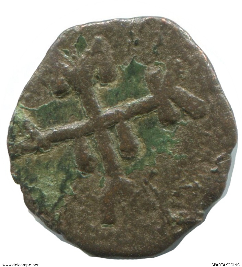 JESUS CHRIST ANONYMOUS CROSS FOLLIS Antique BYZANTIN Pièce 2.1g/18m #AF801.12.F.A - Byzantinische Münzen