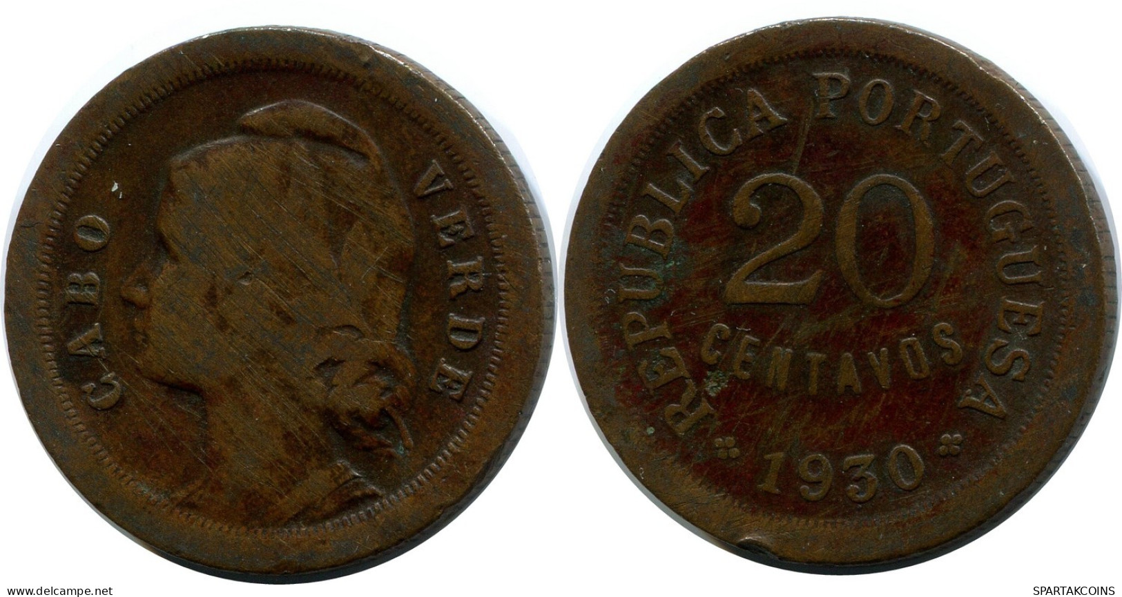 20 CENTAVOS 1930 CABO VERDE Coin #AP856.U.A - Sonstige – Afrika