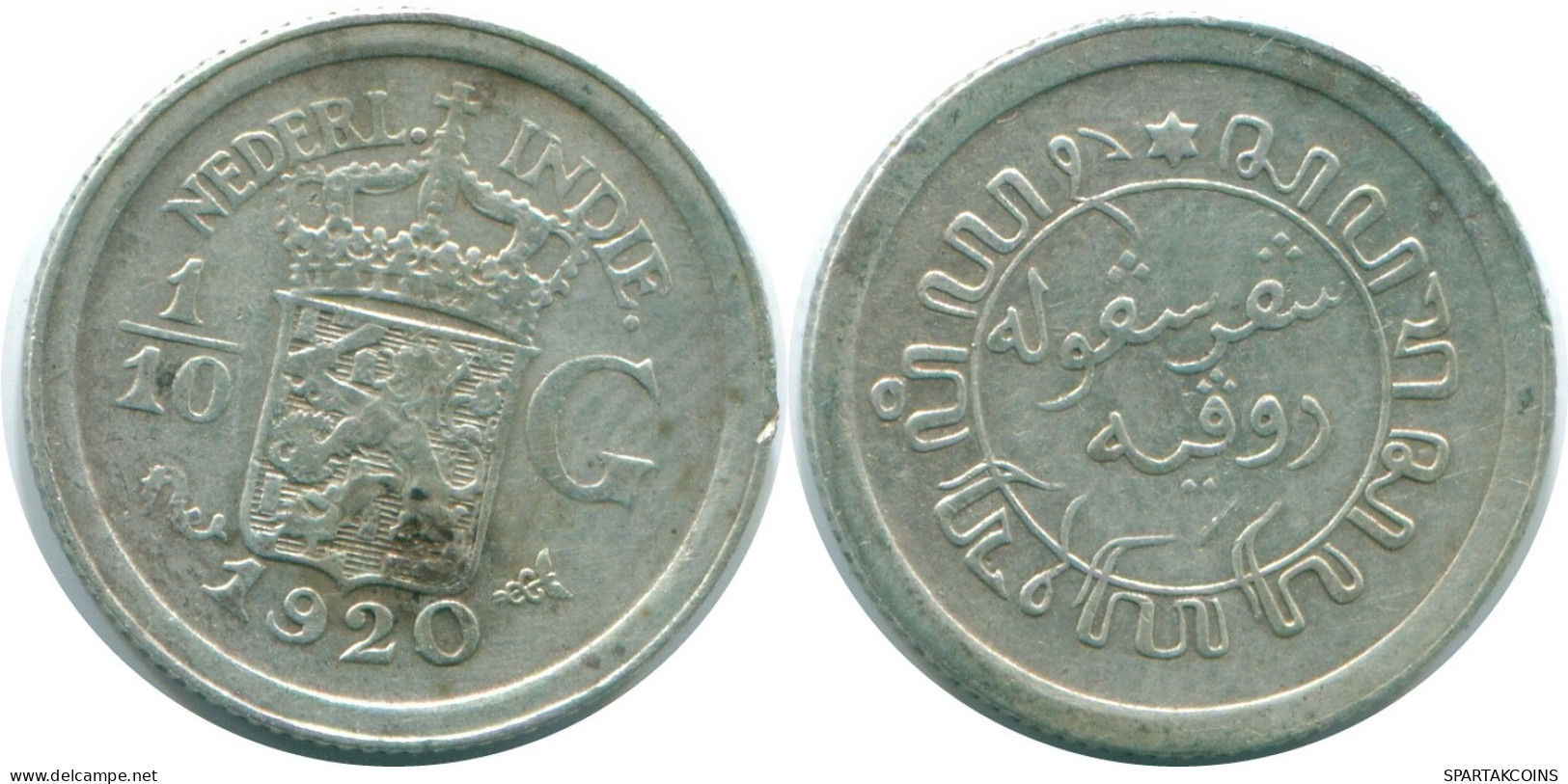 1/10 GULDEN 1920 NIEDERLANDE OSTINDIEN SILBER Koloniale Münze #NL13352.3.D.A - Niederländisch-Indien
