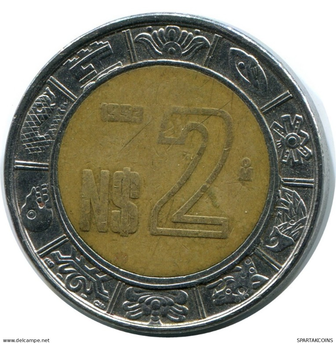 2 PESOS 1993 MEXICO Moneda BIMETALLIC #AH510.5.E.A - Mexique