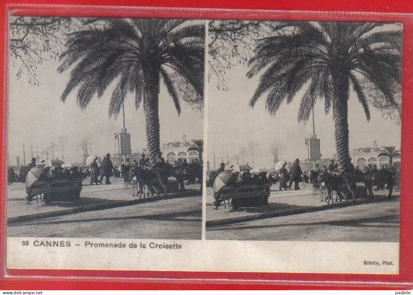 Carte Postale Stéréoscopique 06. Cannes Promenade De La Croisette  Très Beau Plan - Cannes