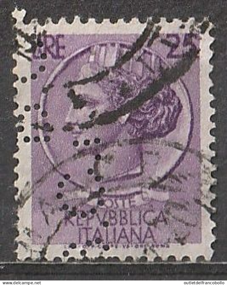 ITALIA REP. 1955 - SIRACUSANA - 25L. VIOLETTO (PERFIN "B.C.I" Banca Comm. Italiana) - 1v. USATO - (Cod. 1634) - 1946-60: Used
