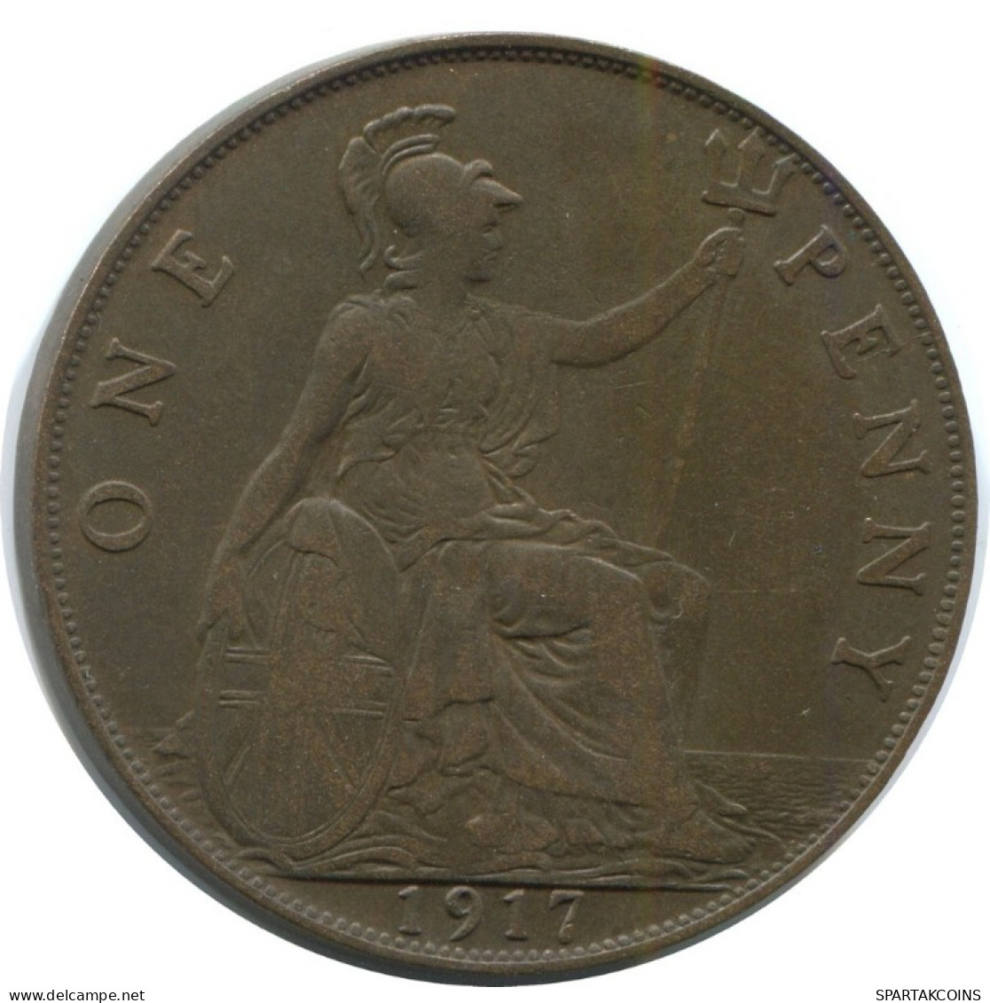 PENNY 1917 UK GROßBRITANNIEN GREAT BRITAIN Münze #AG874.1.D.A - D. 1 Penny