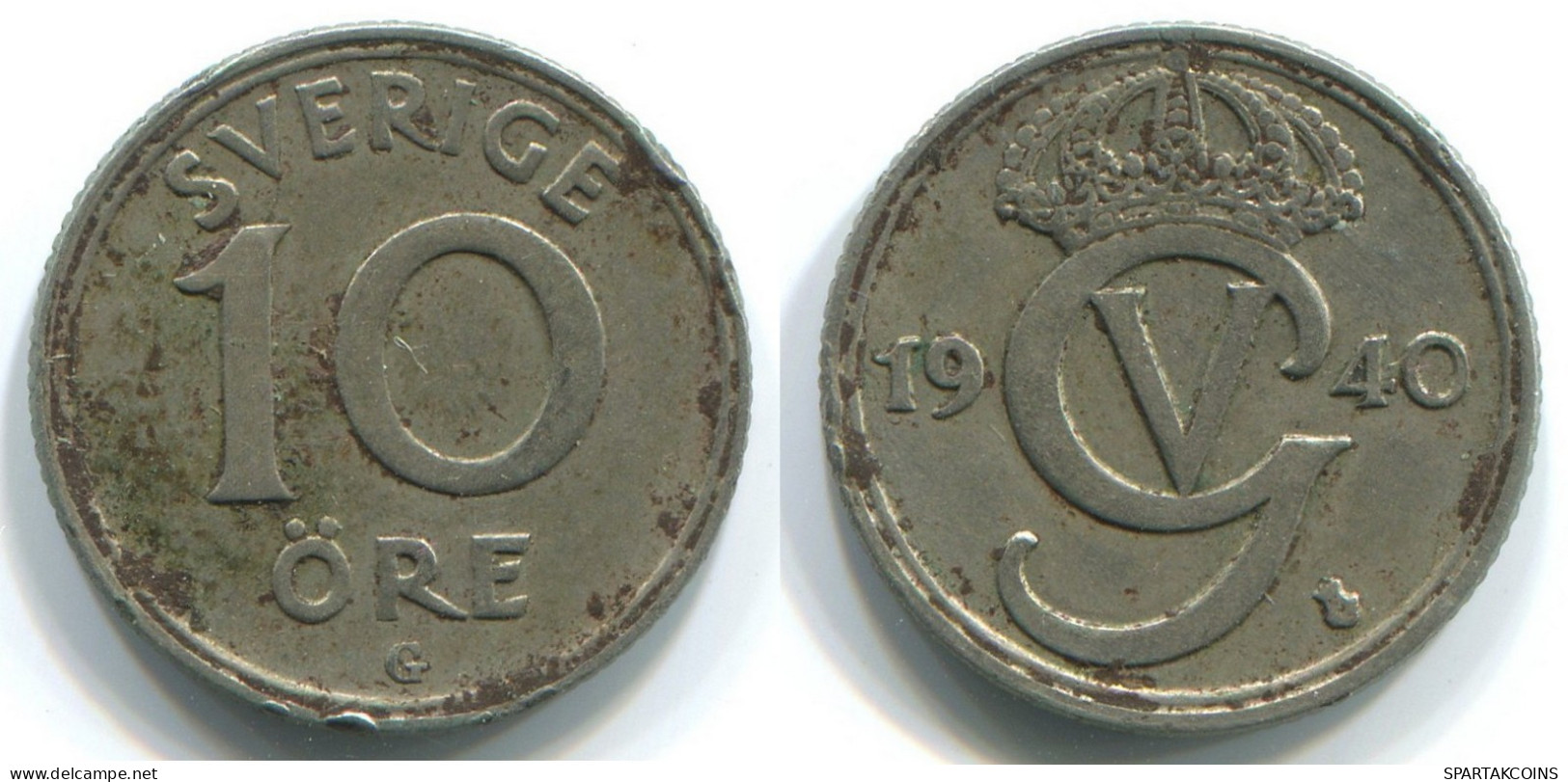 10 ORE 1940 SUECIA SWEDEN PLATA Moneda #WW1089.E.A - Schweden