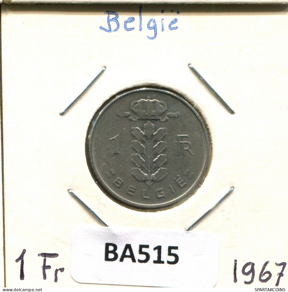 1 FRANC 1967 DUTCH Text BELGIUM Coin #BA515.U.A - 1 Franc