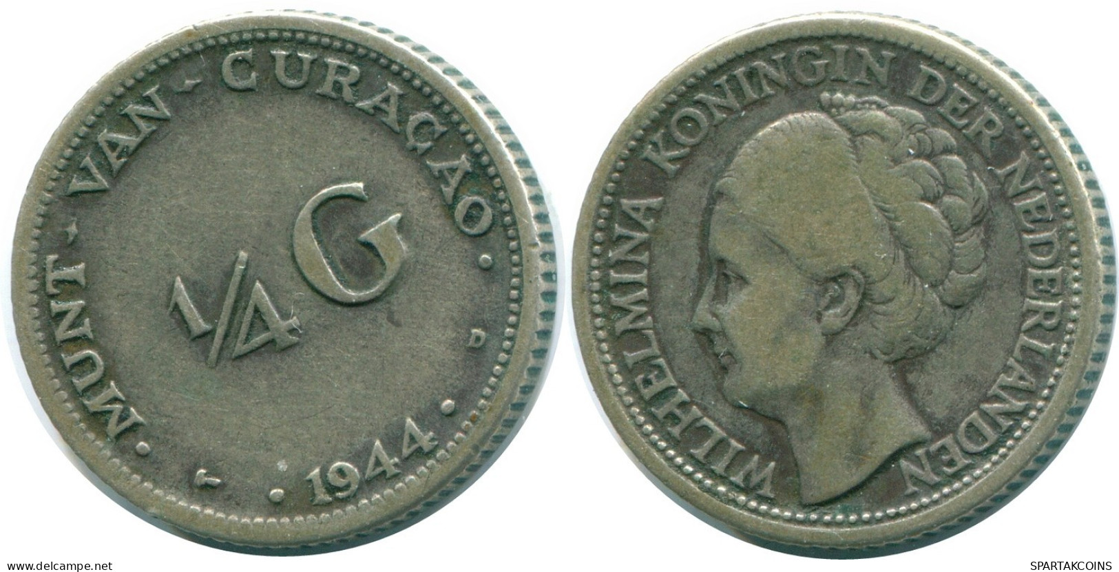 1/4 GULDEN 1944 CURACAO NIEDERLANDE SILBER Koloniale Münze #NL10695.4.D.A - Curaçao