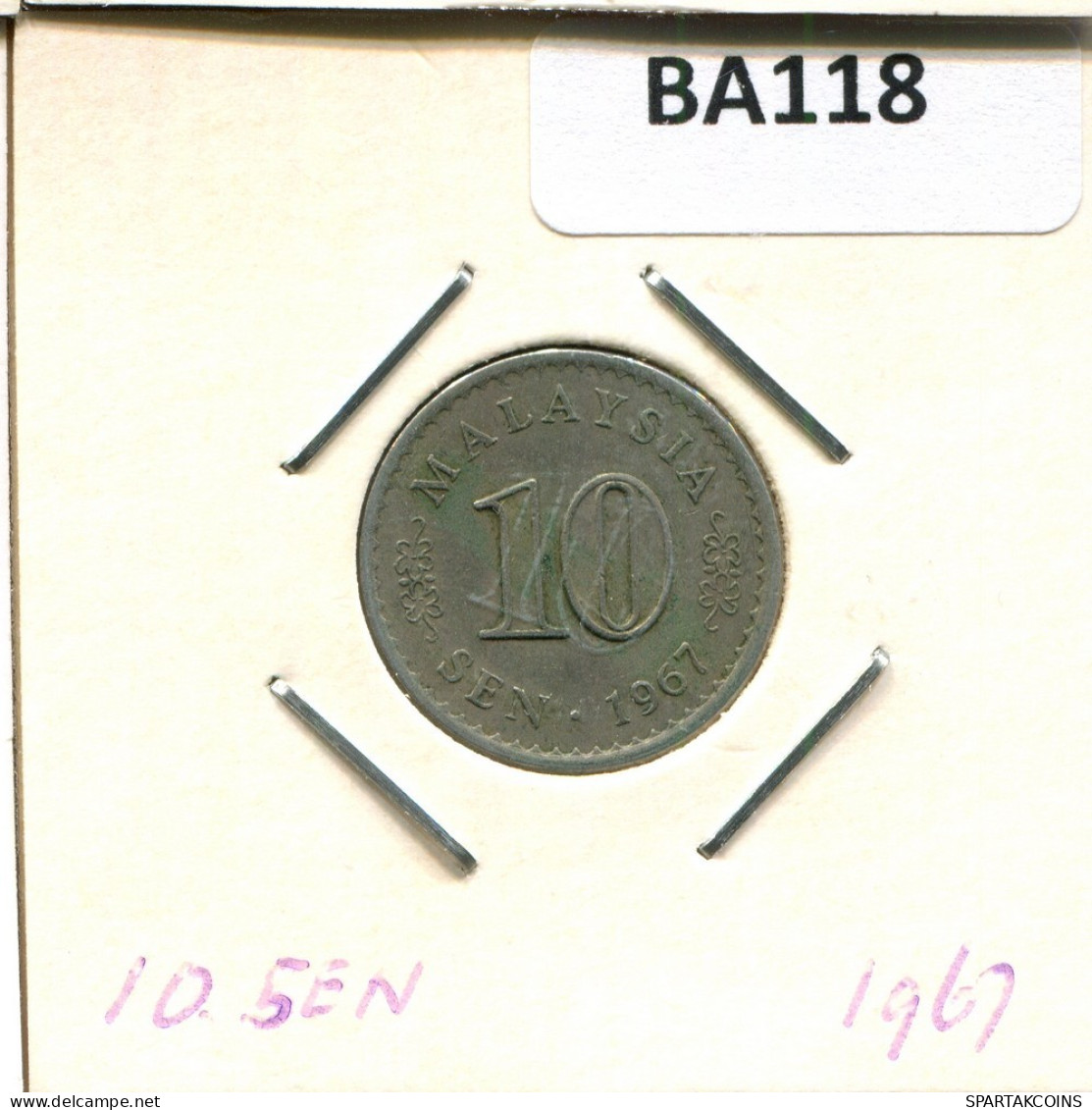 10 SEN 1967 MALASIA MALAYSIA Moneda #BA118.E.A - Malesia