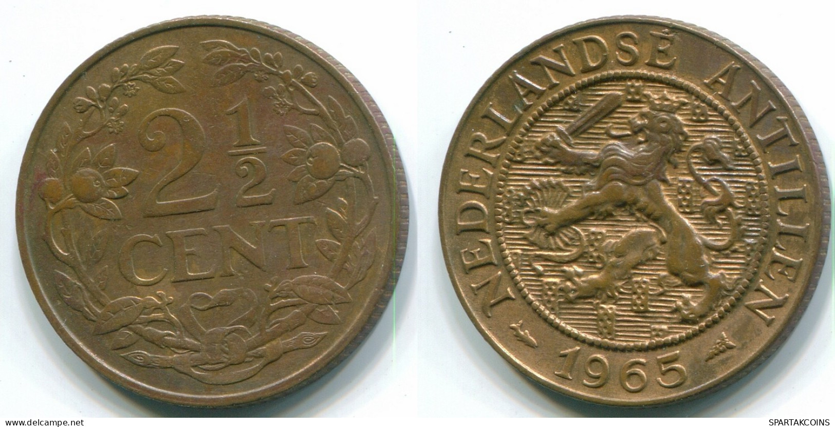 2 1/2 CENT 1965 CURACAO NÉERLANDAIS NETHERLANDS Bronze Colonial Pièce #S10209.F.A - Curaçao