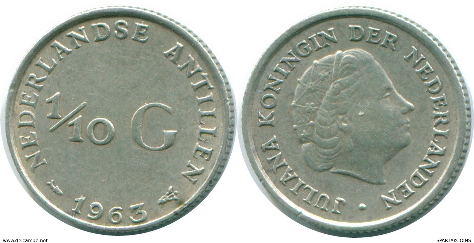 1/10 GULDEN 1963 NIEDERLÄNDISCHE ANTILLEN SILBER Koloniale Münze #NL12525.3.D.A - Antillas Neerlandesas