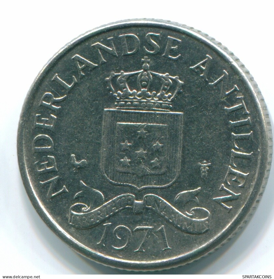 25 CENTS 1971 NETHERLANDS ANTILLES Nickel Colonial Coin #S11503.U.A - Antilles Néerlandaises