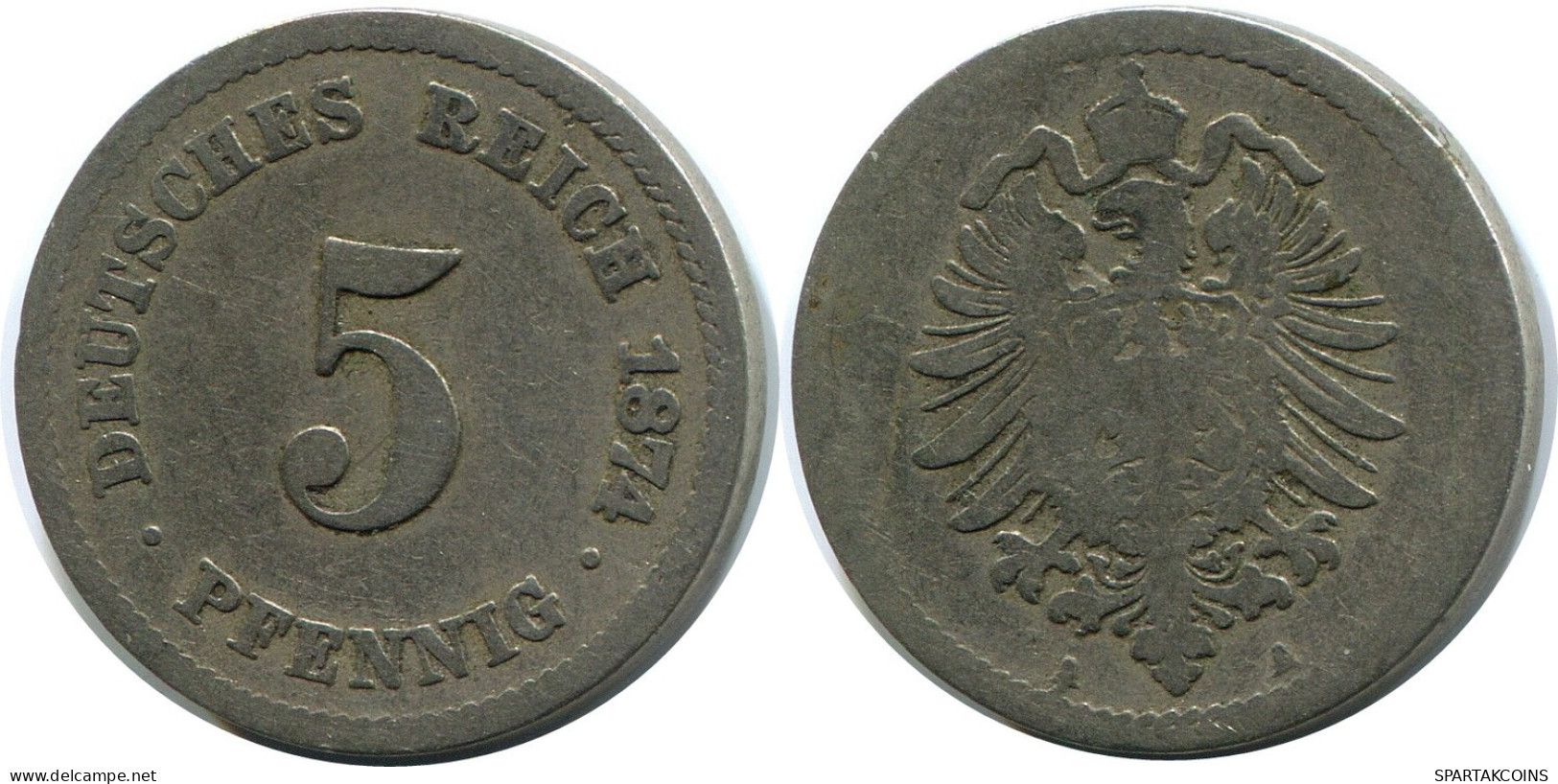 5 PFENNIG 1874 A DEUTSCHLAND Münze GERMANY #DB134.D.A - 5 Pfennig