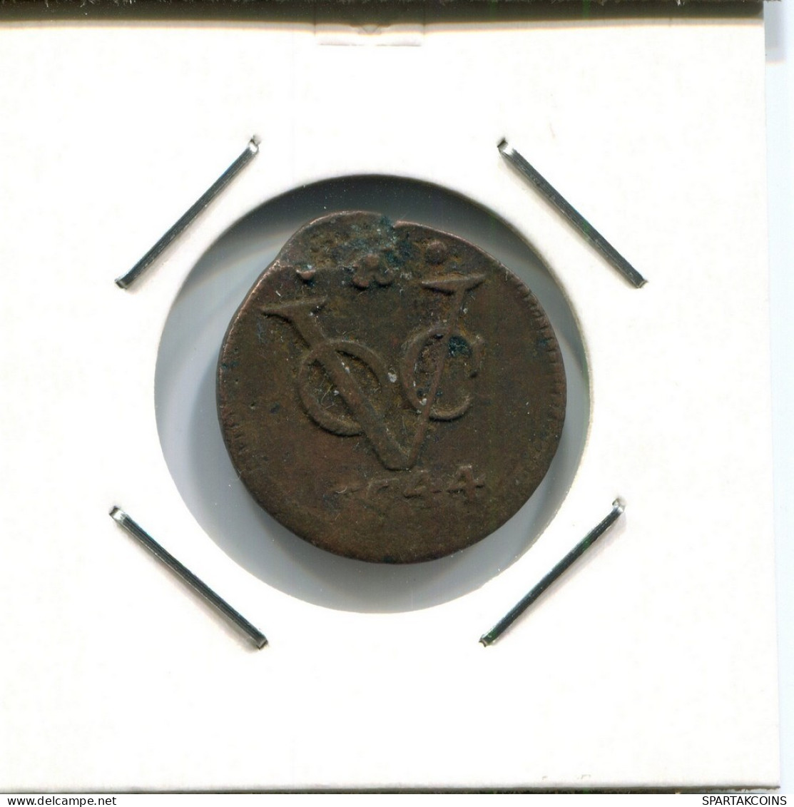 1744 HOLLAND VOC DUIT IINDES NÉERLANDAIS NETHERLANDS NEW YORK COLONIAL PENNY #VOC2519.7.F.A - Indes Néerlandaises