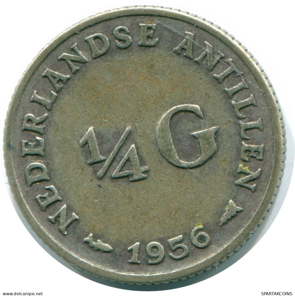 1/4 GULDEN 1956 NETHERLANDS ANTILLES SILVER Colonial Coin #NL10968.4.U.A - Netherlands Antilles