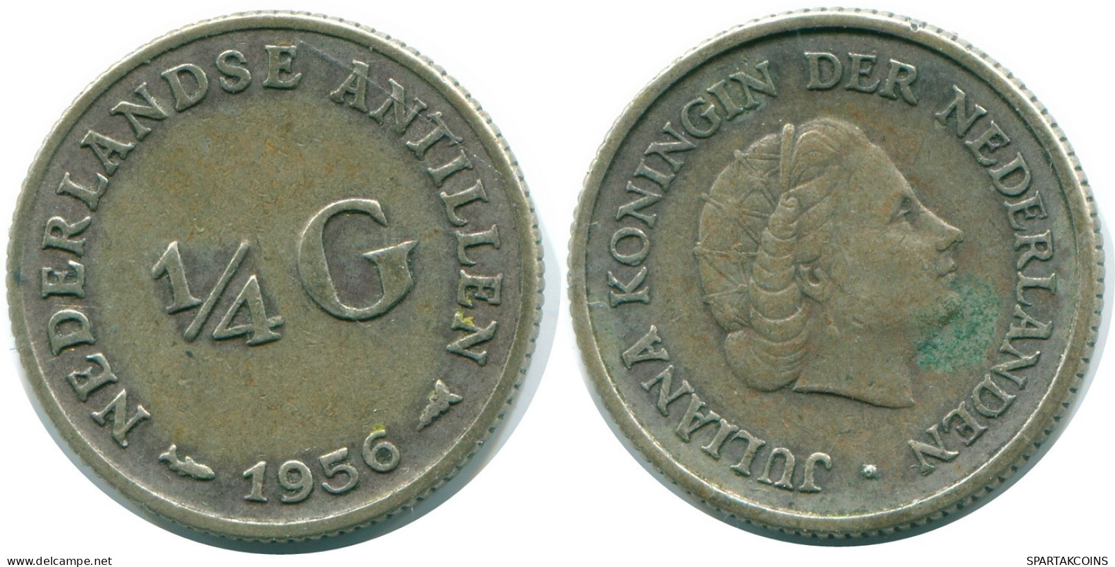 1/4 GULDEN 1956 NETHERLANDS ANTILLES SILVER Colonial Coin #NL10968.4.U.A - Antilles Néerlandaises