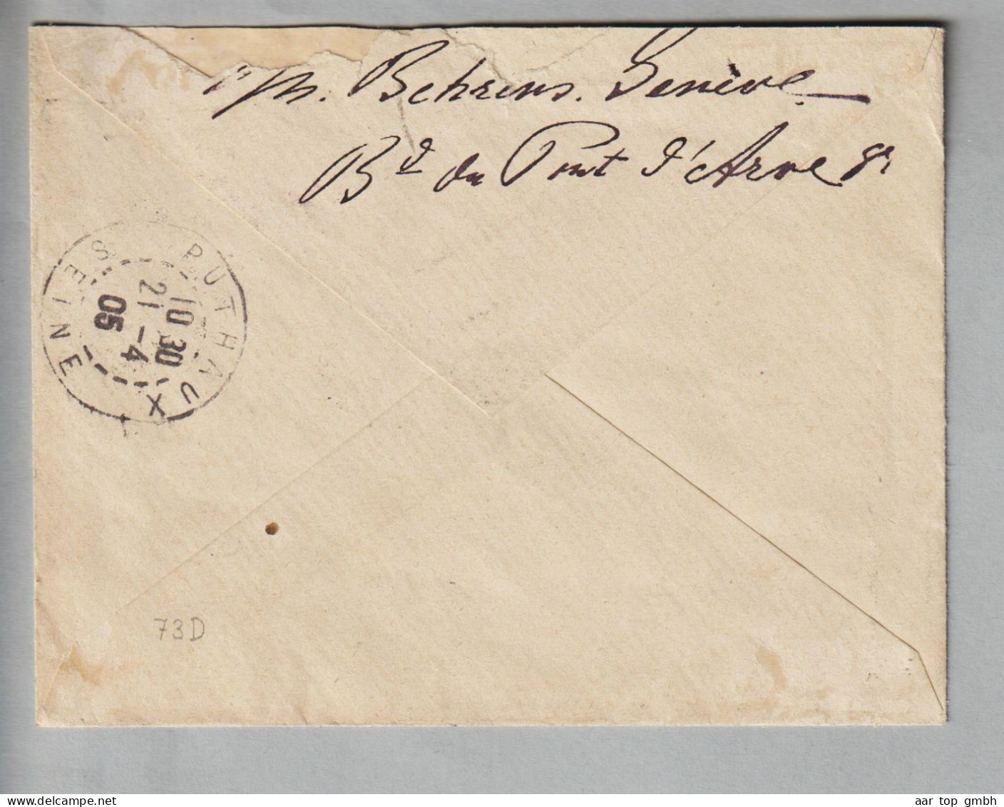 CH Heimat GE Genève Plainpalais 1905-04-20 Brief Nach Puthaux (Seine) Mit 25Rp. Stehende Helvetia SBK#73D - Covers & Documents