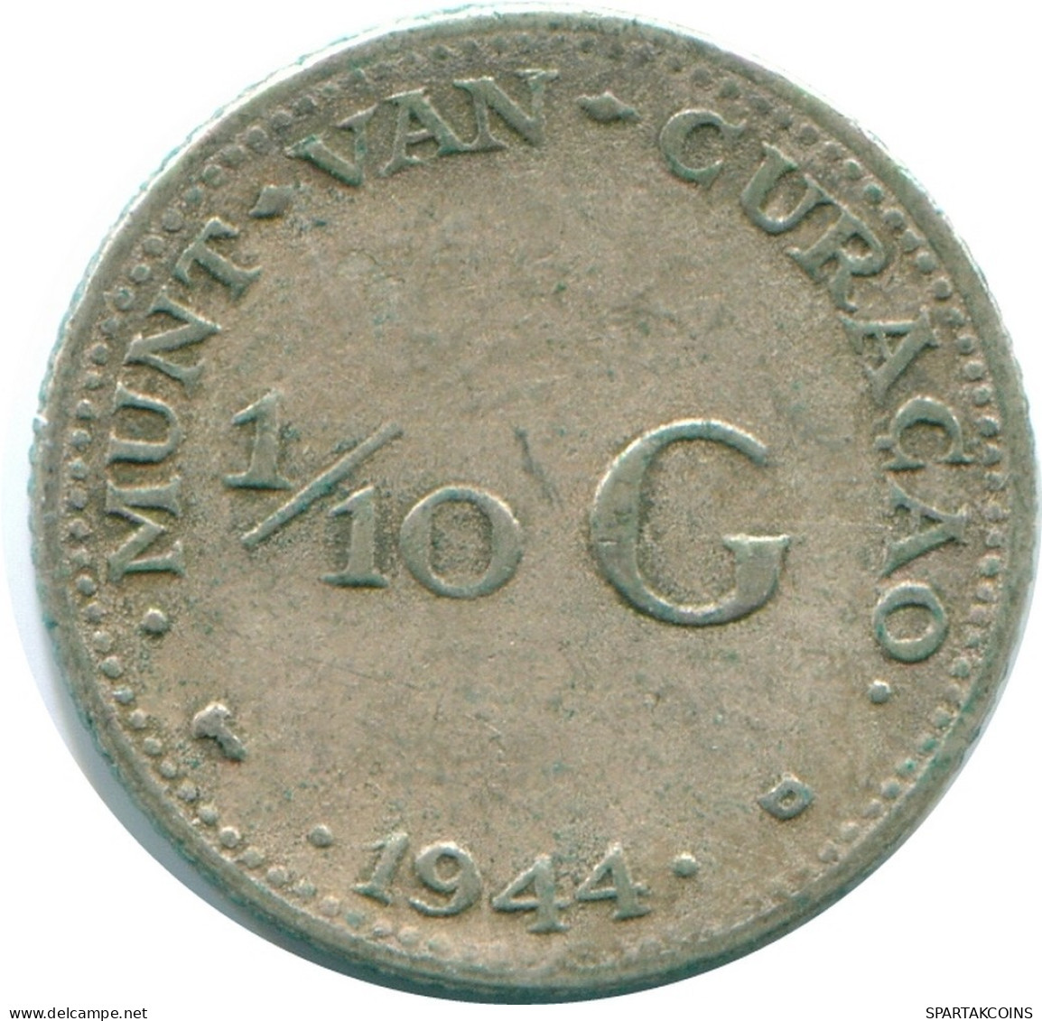 1/10 GULDEN 1944 CURACAO Netherlands SILVER Colonial Coin #NL11801.3.U.A - Curacao
