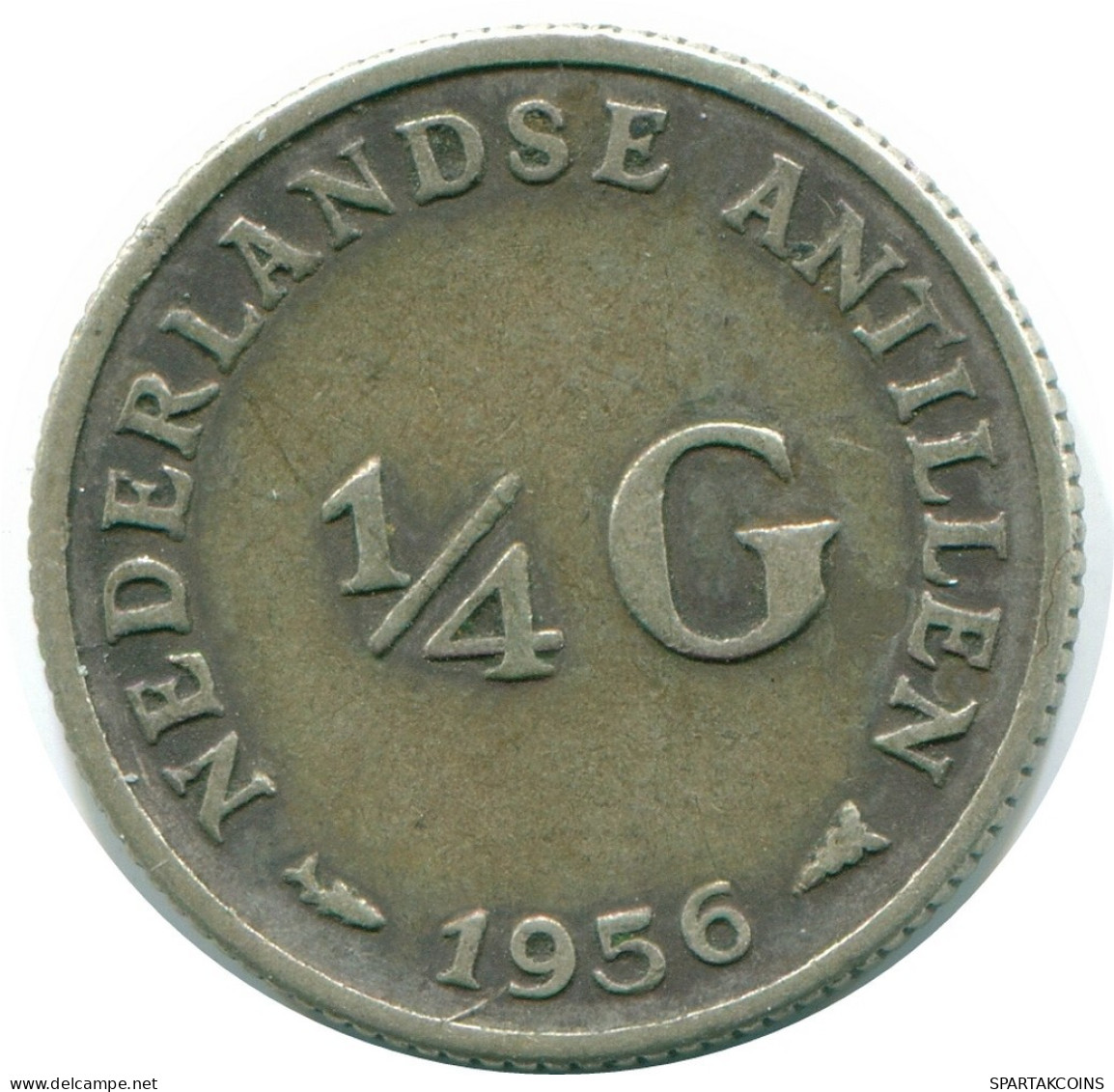 1/4 GULDEN 1956 NIEDERLÄNDISCHE ANTILLEN SILBER Koloniale Münze #NL10965.4.D.A - Antilles Néerlandaises