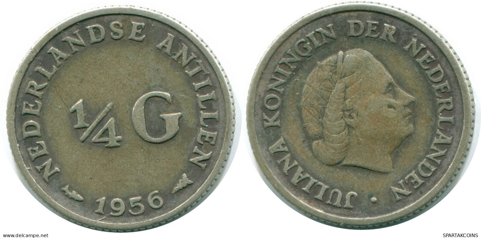 1/4 GULDEN 1956 NIEDERLÄNDISCHE ANTILLEN SILBER Koloniale Münze #NL10965.4.D.A - Antilles Néerlandaises