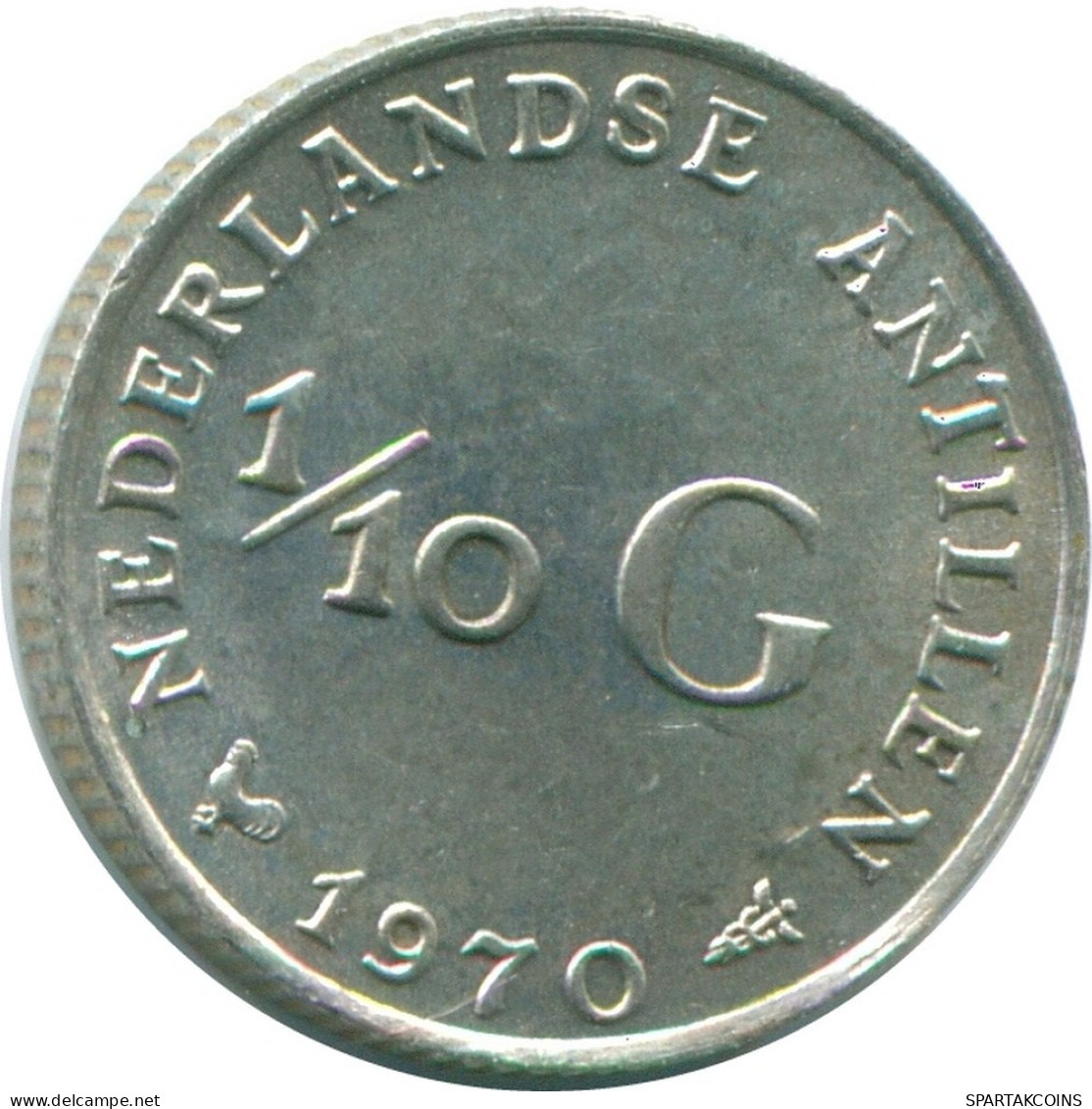 1/10 GULDEN 1970 ANTILLES NÉERLANDAISES ARGENT Colonial Pièce #NL13028.3.F.A - Antillas Neerlandesas