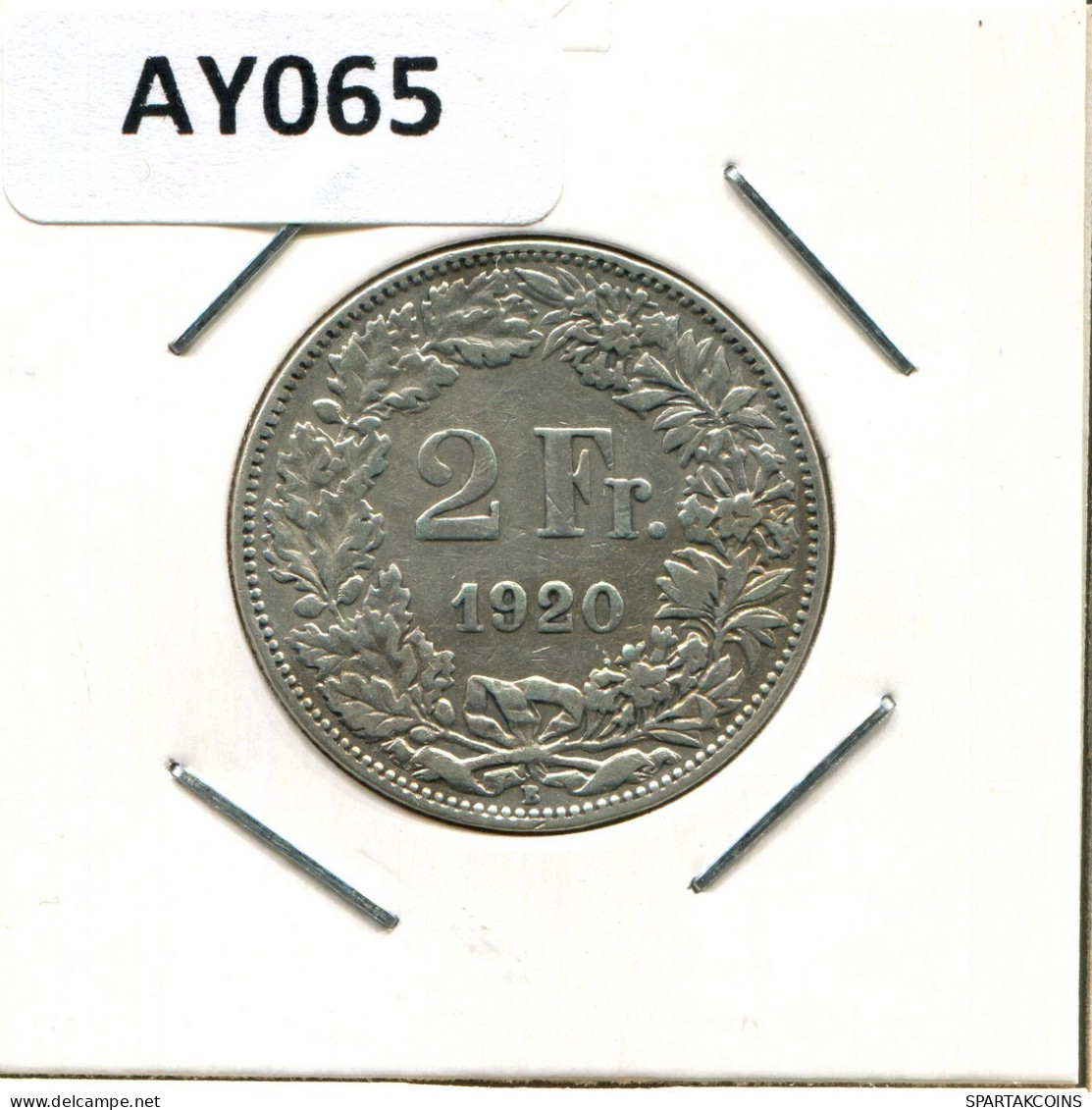 2 FRANCS 1920 B SUISSE SWITZERLAND Pièce ARGENT #AY065.3.F.A - Autres & Non Classés