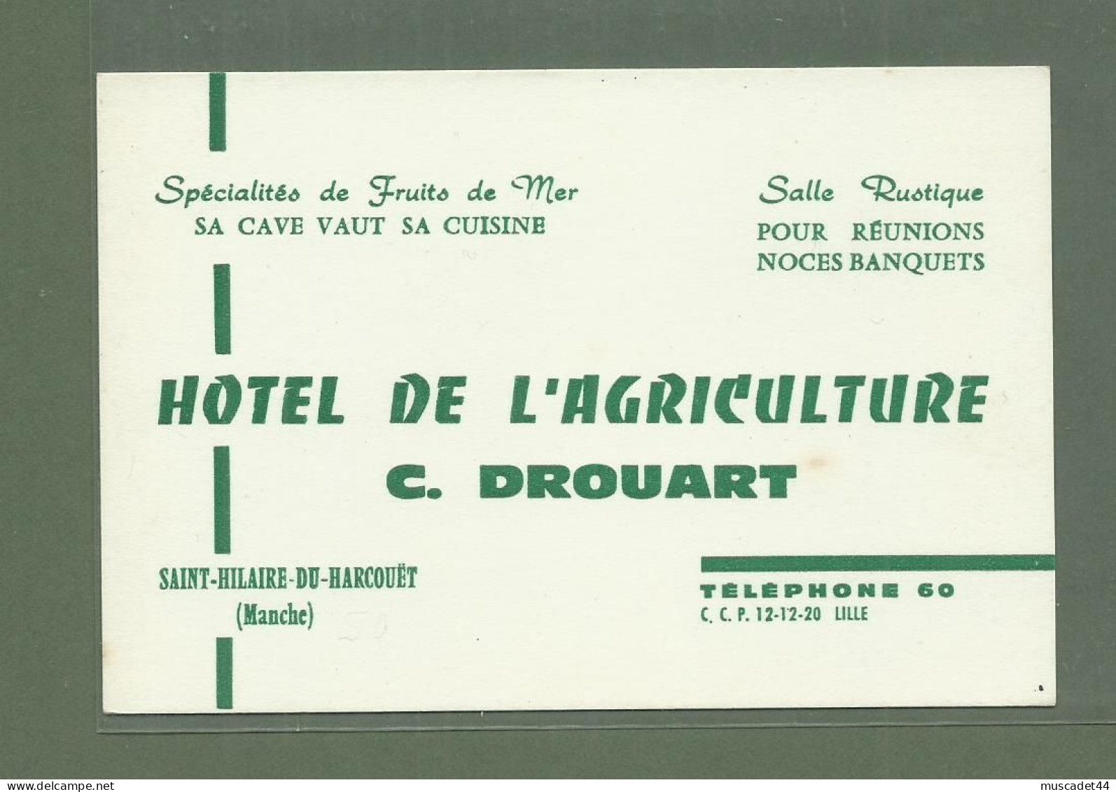 CARTE DE VISITE HOTEL DE L AGRICULTURE ST HILAIRE DU HARCOUET MANCHE 50 - Visiting Cards