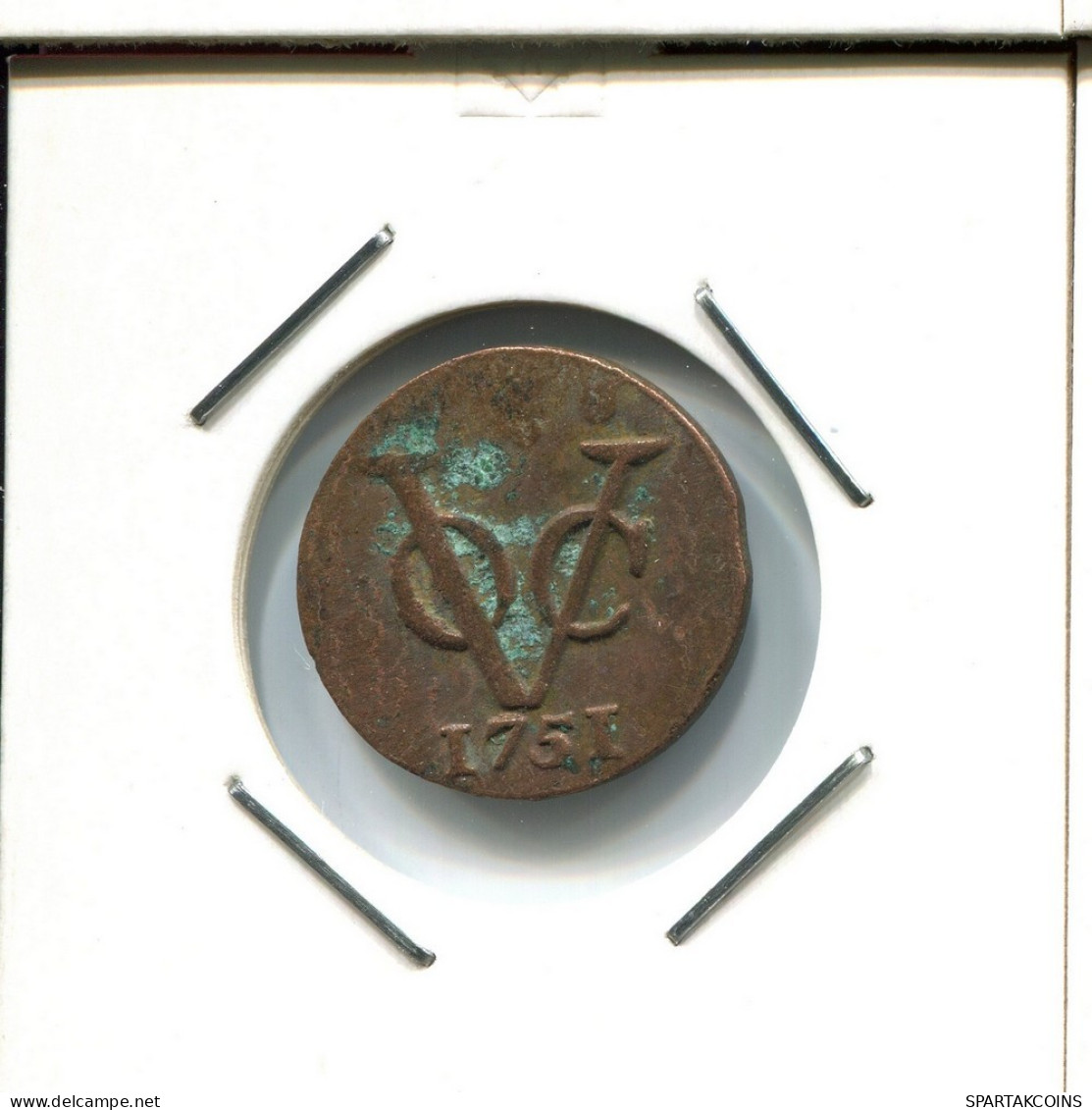 1751 HOLLAND VOC DUIT IINDES NÉERLANDAIS NETHERLANDS NEW YORK COLONIAL PENNY #VOC2669.7.F.A - Niederländisch-Indien