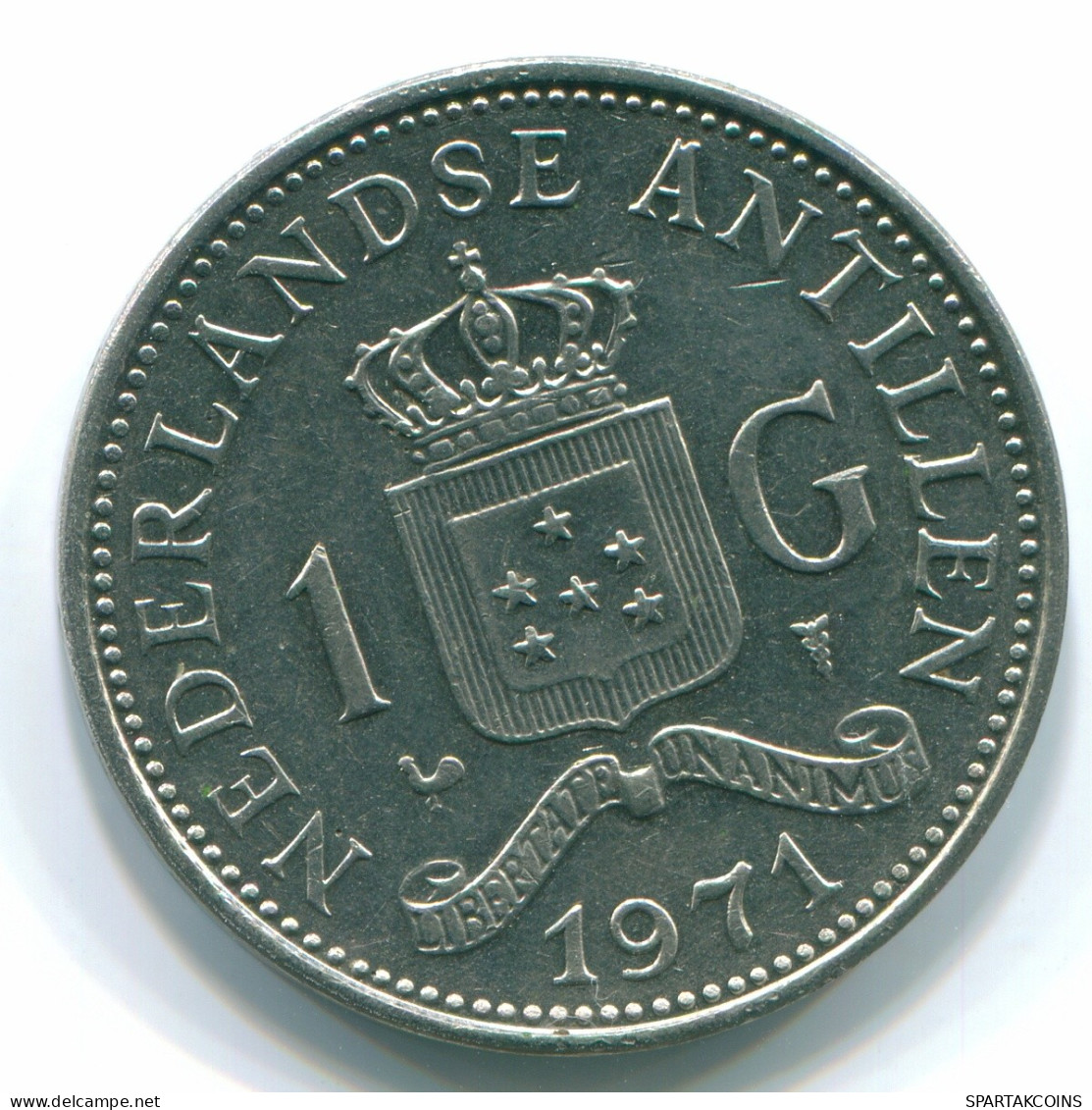 1 GULDEN 1971 NETHERLANDS ANTILLES Nickel Colonial Coin #S11996.U.A - Antillas Neerlandesas