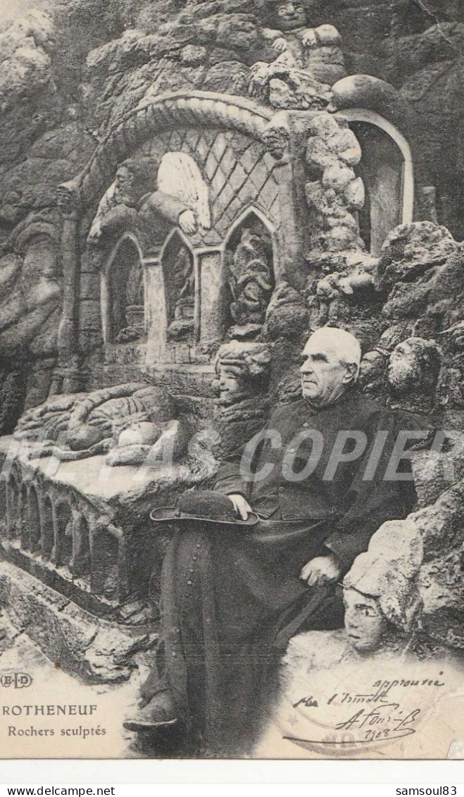 Carte Postale CPA Rotheneuf (35) Rochers Sculptés Ermite Haute Folie Abbé - Rotheneuf