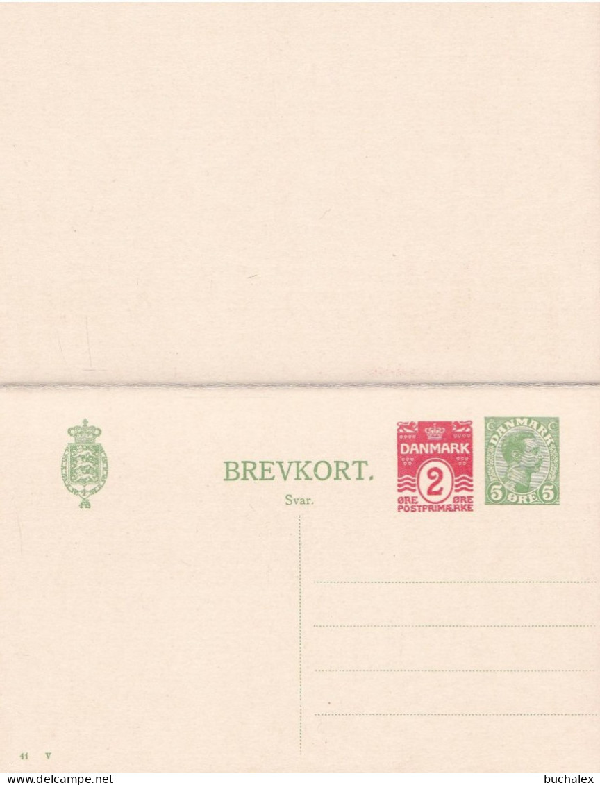 Dänemark Brevkort Med Betald Svar 5+2 öre Ungelaufen - Postal Stationery