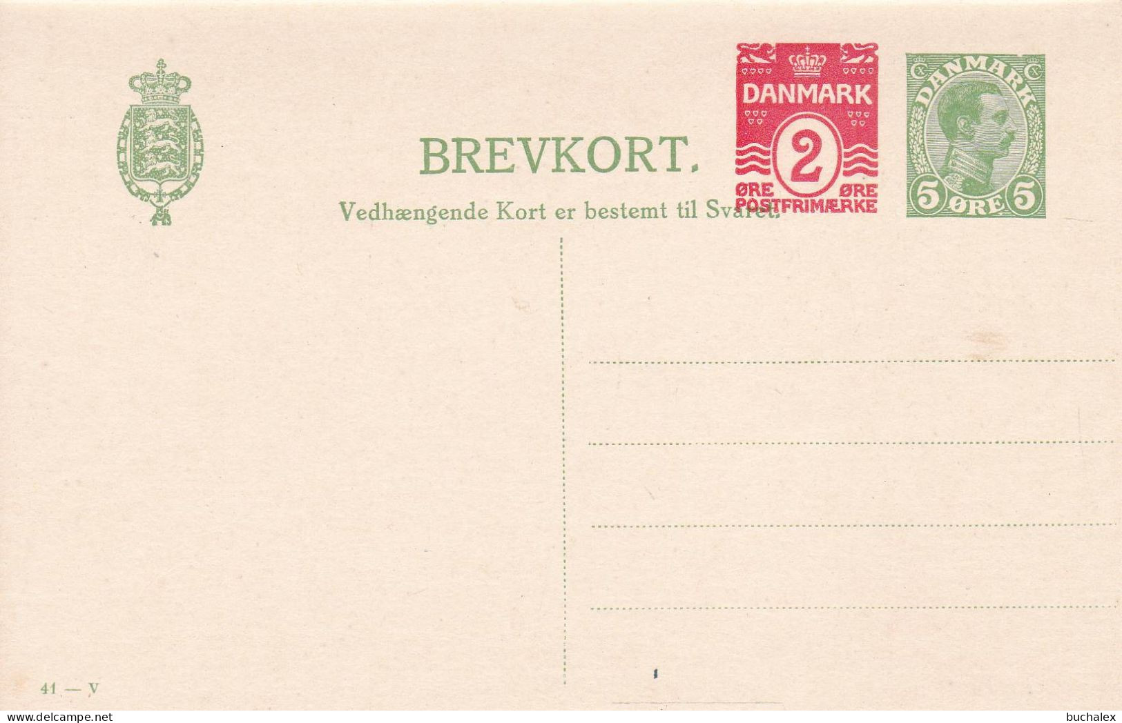 Dänemark Brevkort Med Betald Svar 5+2 öre Ungelaufen - Postal Stationery