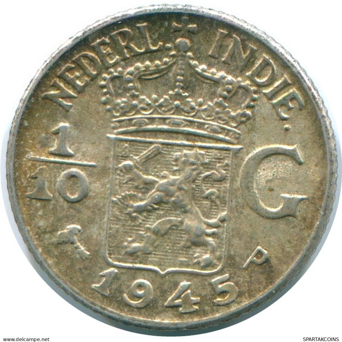 1/10 GULDEN 1945 P NIEDERLANDE OSTINDIEN SILBER Koloniale Münze #NL14188.3.D.A - Indes Neerlandesas