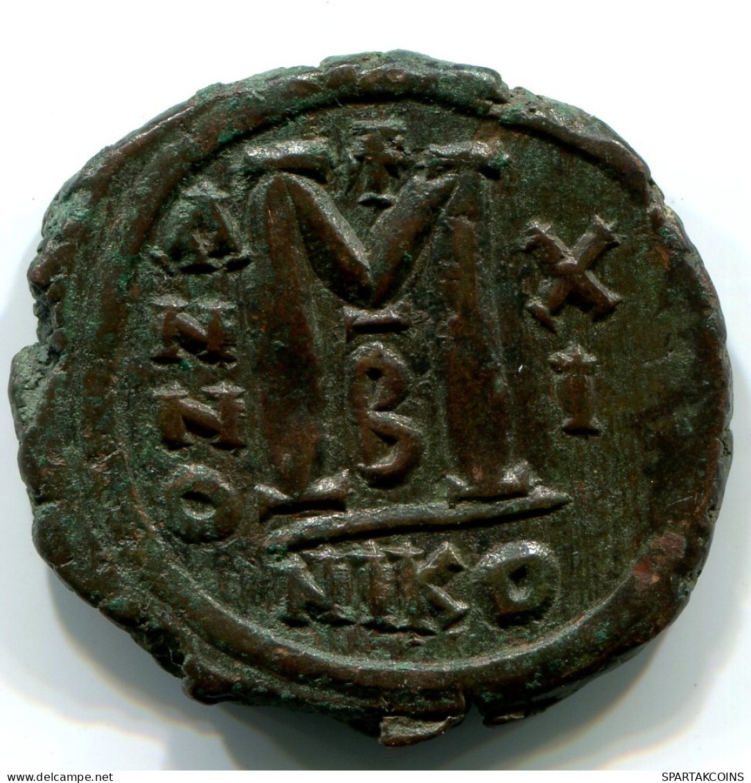 JUSTINII And SOPHIA AE Follis Thessalonica 527AD Large M NIKO #ANC12432.75.D.A - Byzantinische Münzen