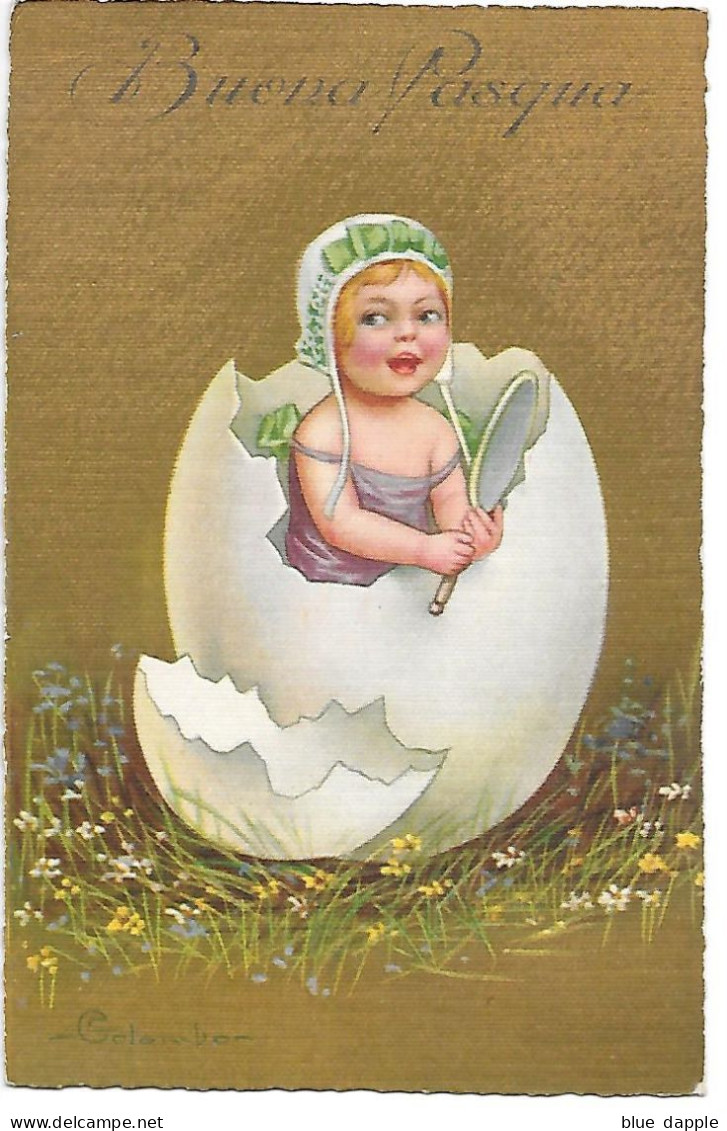 Illustrator - E. Colombo -  Girl, Mirror, Easter Egg, Fille, Miroir, Oeuf De Pâques, Ragazza, Specchio, Uovo Di Pasqua - Colombo, E.