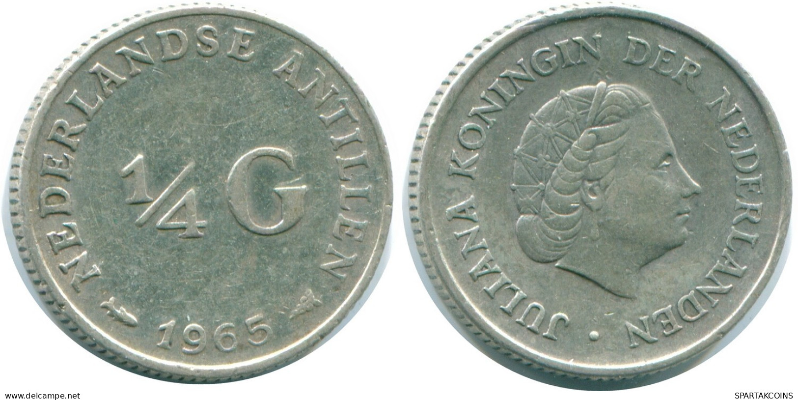 1/4 GULDEN 1965 NETHERLANDS ANTILLES SILVER Colonial Coin #NL11316.4.U.A - Netherlands Antilles