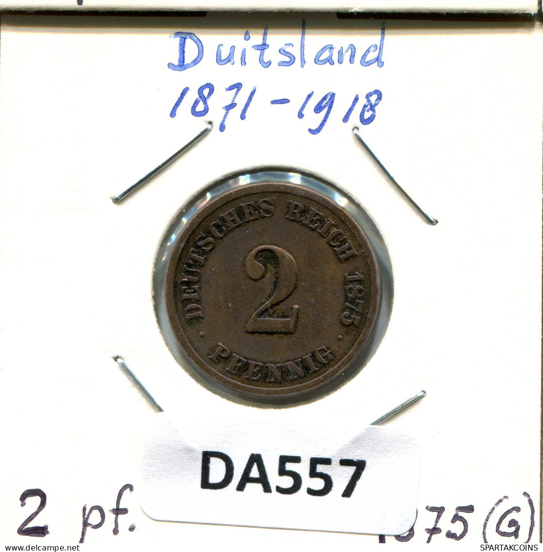 2 PFENNIG 1875 G GERMANY Coin #DA557.2.U.A - 2 Pfennig