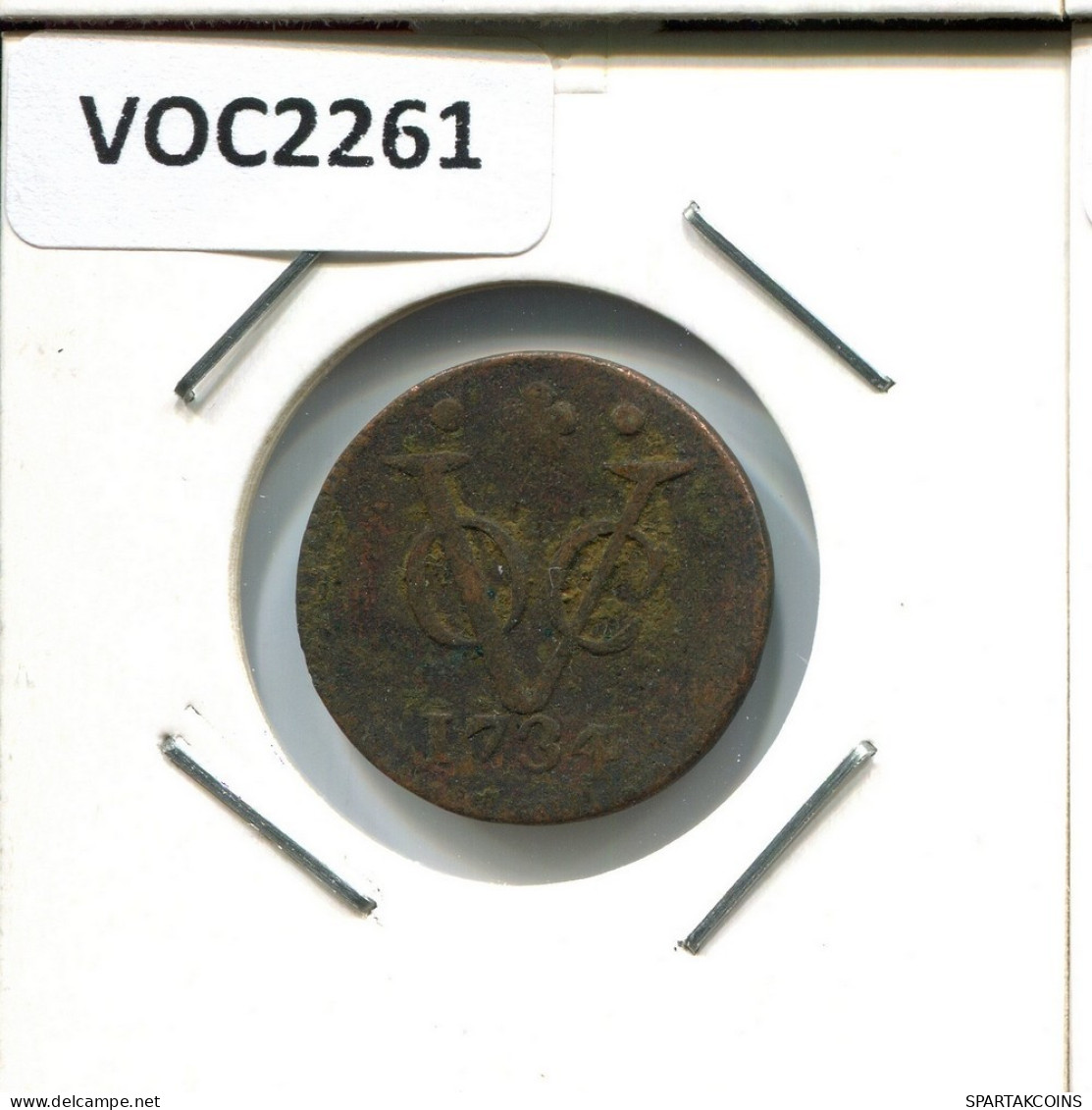 1734 HOLLAND VOC DUIT NIEDERLANDE OSTINDIEN NY COLONIAL PENNY #VOC2261.7.D.A - Dutch East Indies