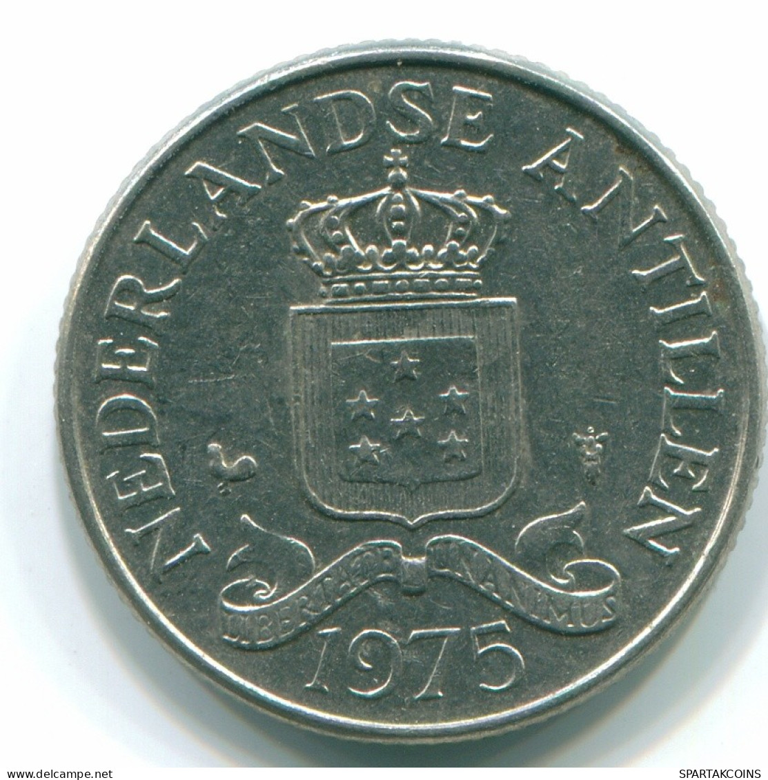25 CENTS 1975 NETHERLANDS ANTILLES Nickel Colonial Coin #S11605.U.A - Antilles Néerlandaises