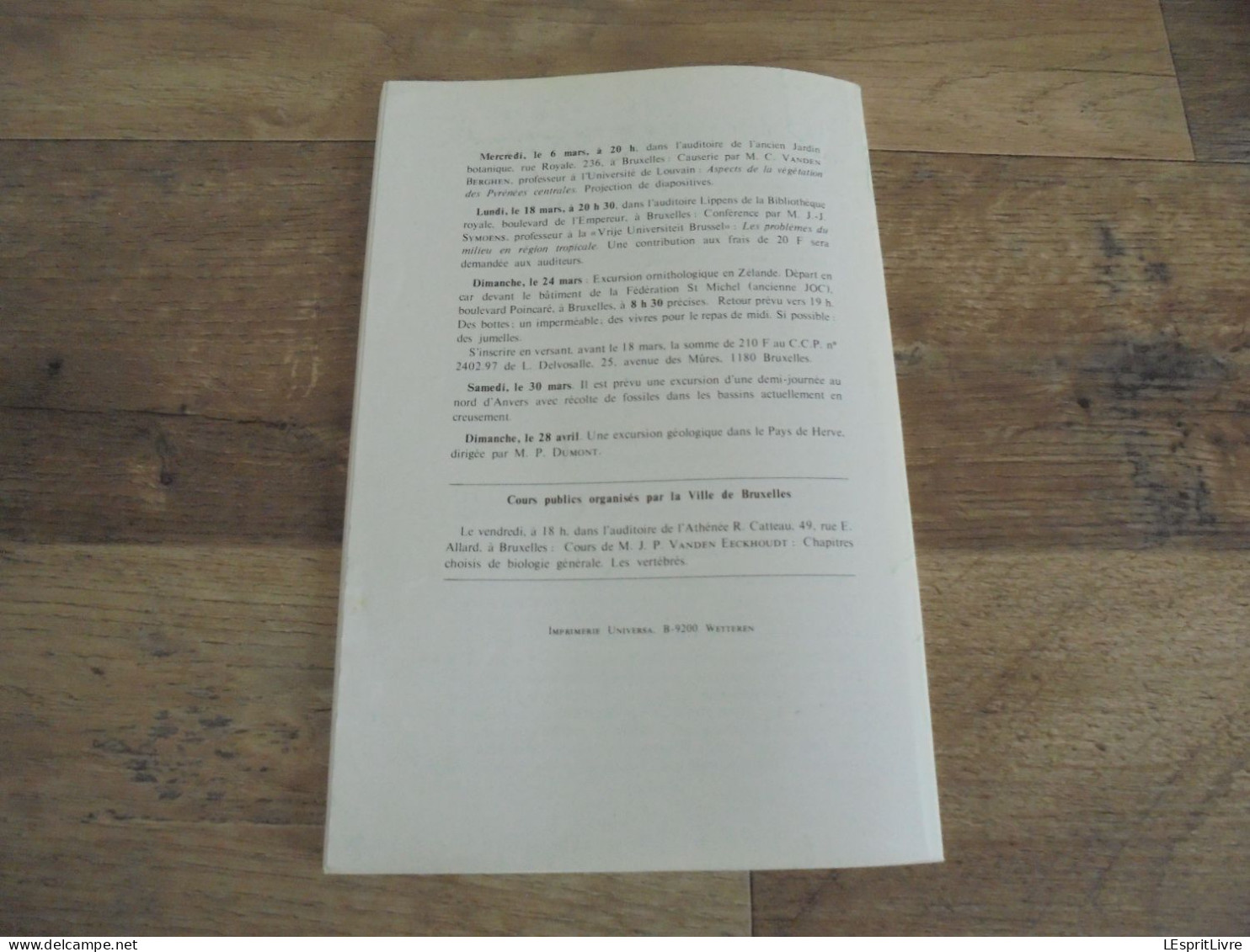 LES NATURALISTES BELGES N° 1 Année 1974 Régionalisme Grotte Vaucelles Carrières Pierres Carrière du Sanglier Gimnée