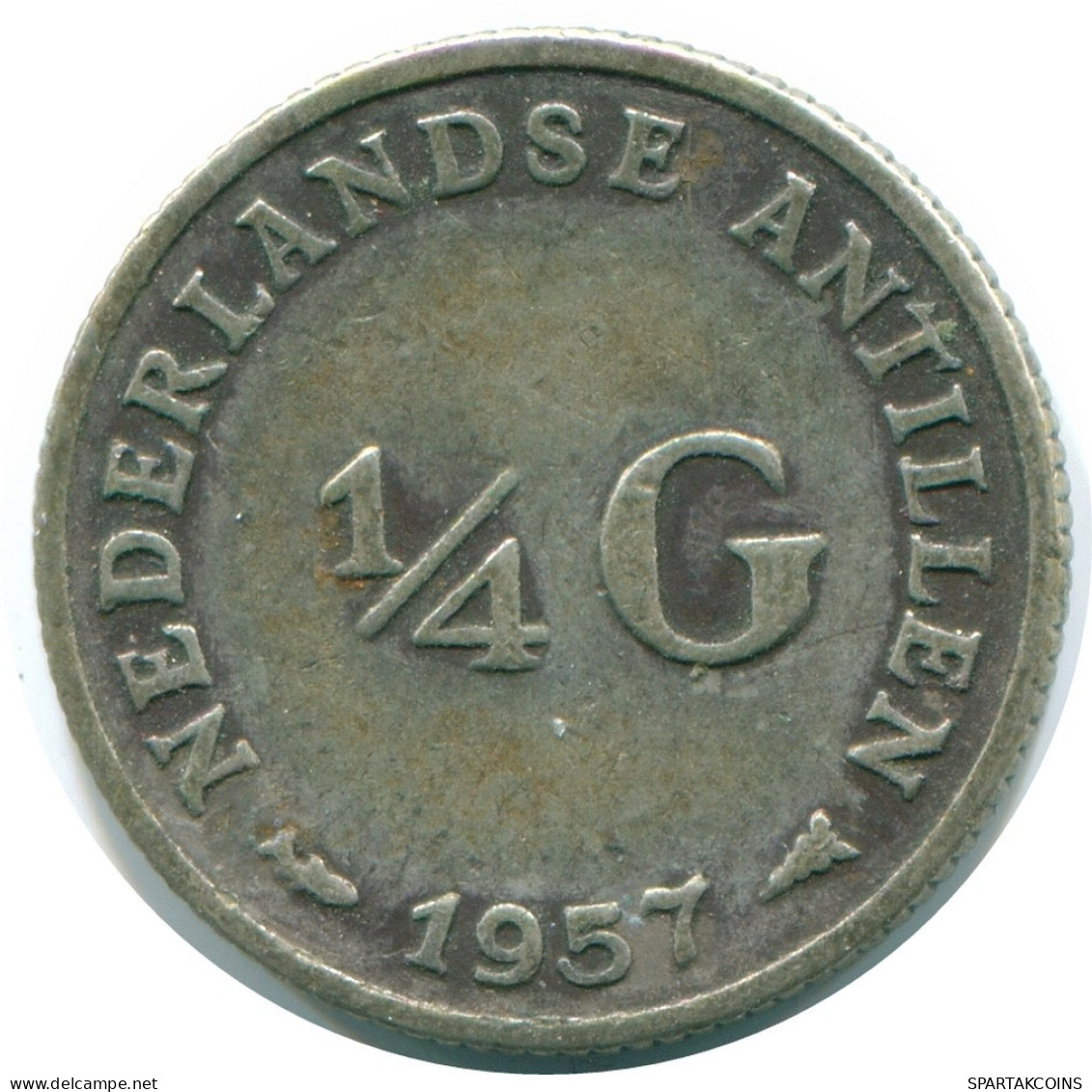 1/4 GULDEN 1957 ANTILLES NÉERLANDAISES ARGENT Colonial Pièce #NL11017.4.F.A - Netherlands Antilles