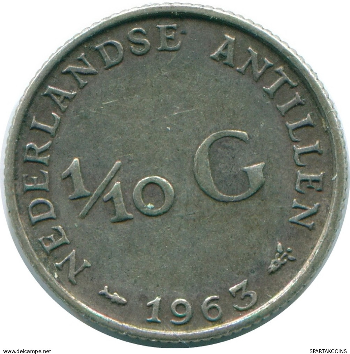 1/10 GULDEN 1963 NETHERLANDS ANTILLES SILVER Colonial Coin #NL12639.3.U.A - Netherlands Antilles