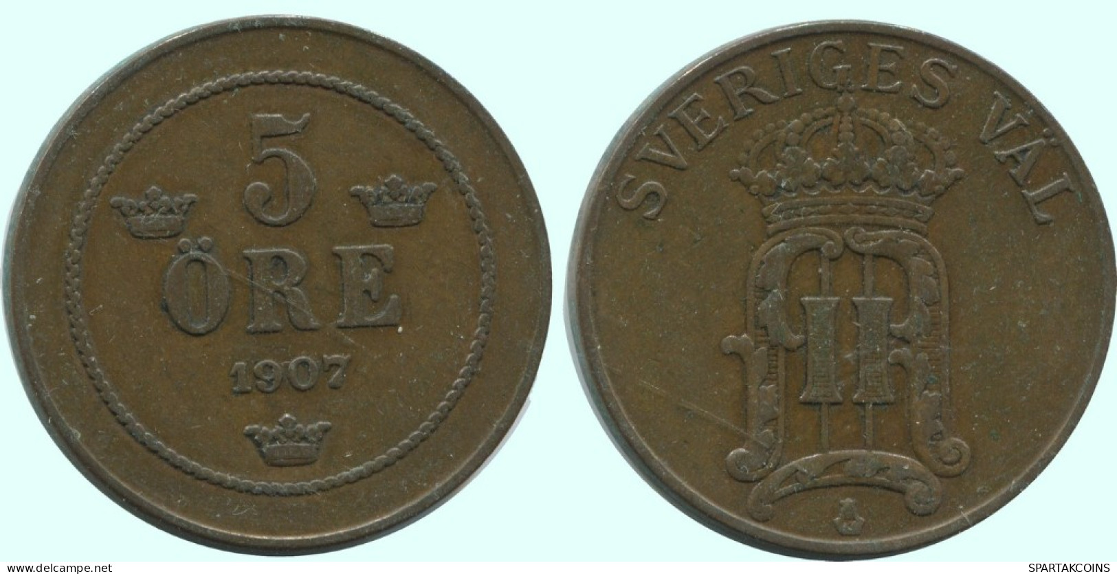 5 ORE 1907 SUECIA SWEDEN Moneda #AC686.2.E.A - Suède