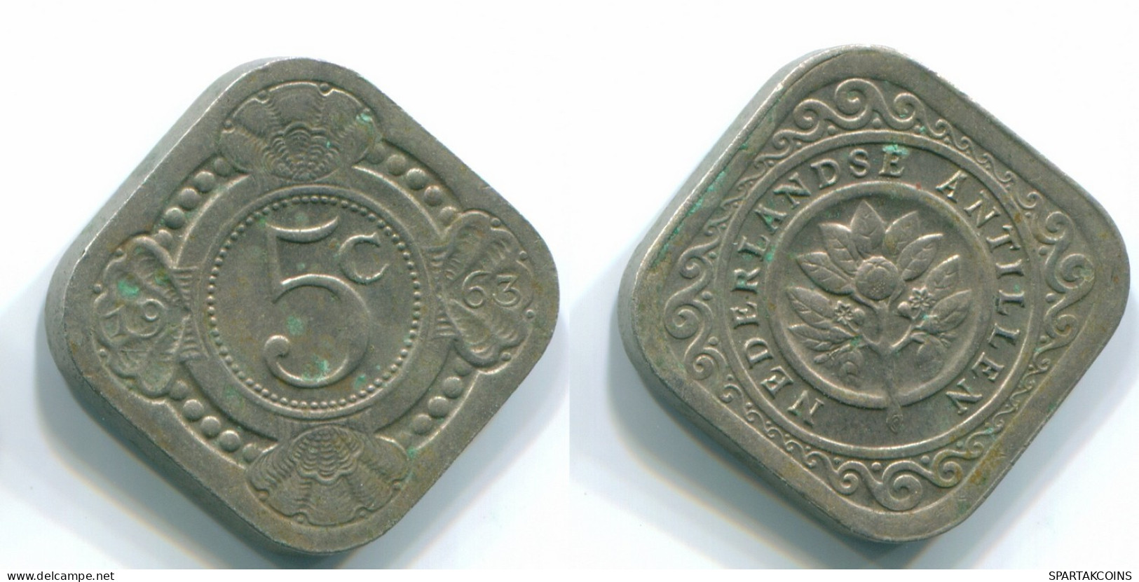 5 CENTS 1963 NIEDERLÄNDISCHE ANTILLEN Nickel Koloniale Münze #S12426.D.A - Antilles Néerlandaises